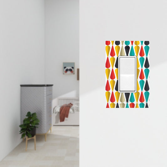 Retro 60s 70s Mid Century Modern Geometric Multicolor Rocker Light Switch Cover (1 Gang Wall Plate)