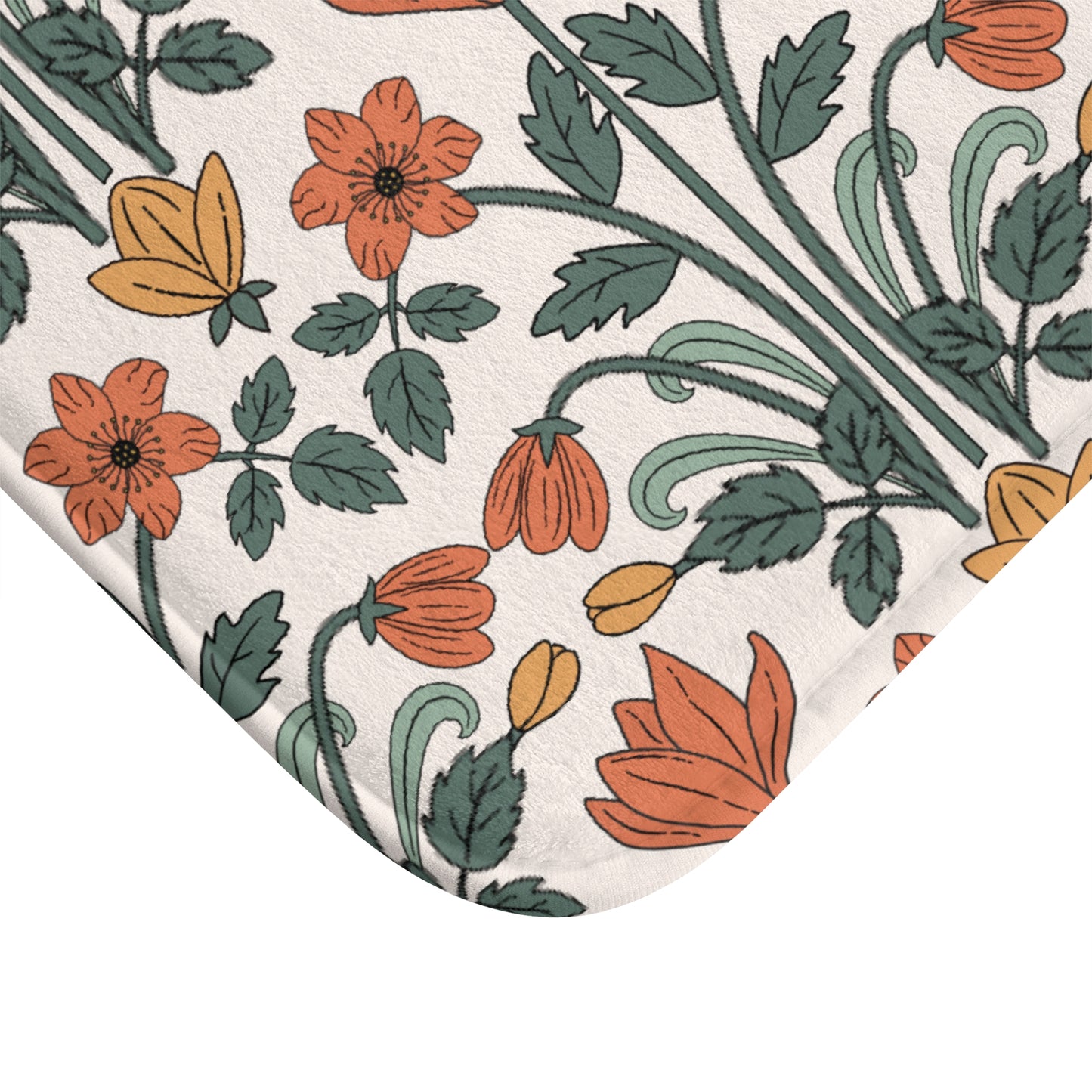 Retro Floral Deco MCM Multicolor Bath Mat