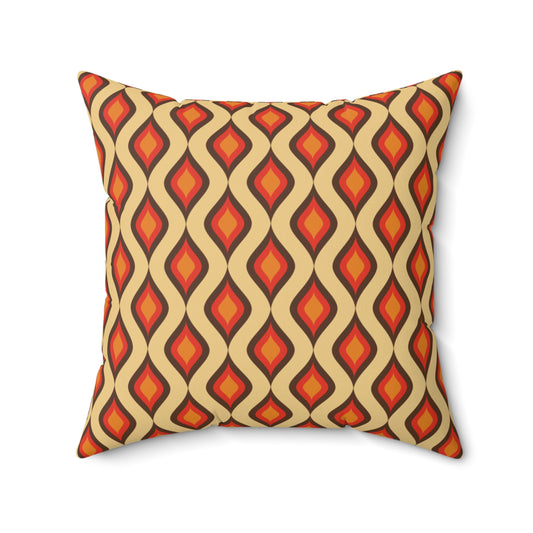 Retro 60s 70s Mid Century Mod Funky Geometric Mustard, Orange and Brown Throw Pillow