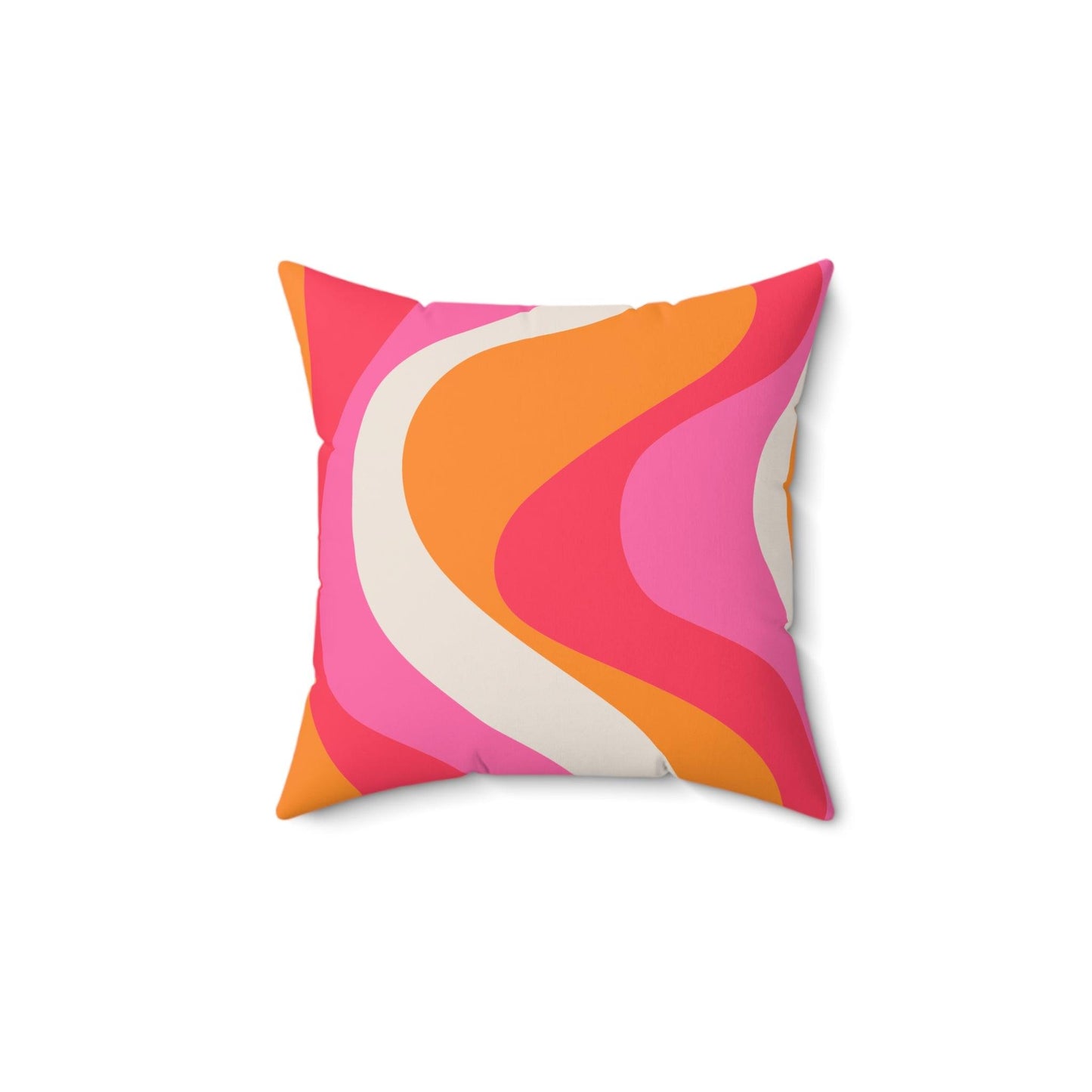 Retro 60s Groovy Hippie Swirl MCM Pink & Orange Throw Pillow | lovevisionkarma.com