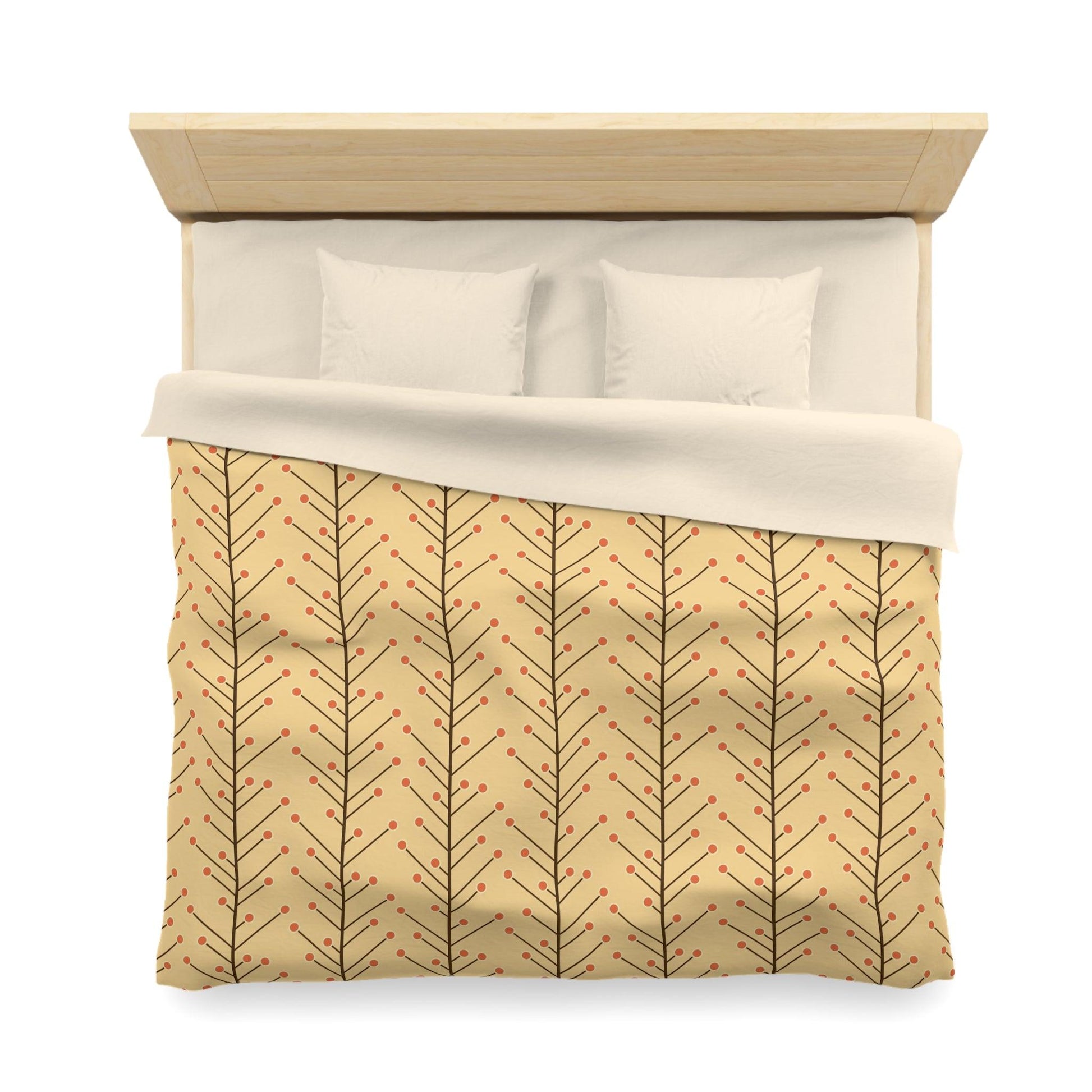 Retro 50s Mid Century Mod, Minimalist Trees Yellow Beige Duvet Cover | lovevisionkarma.com