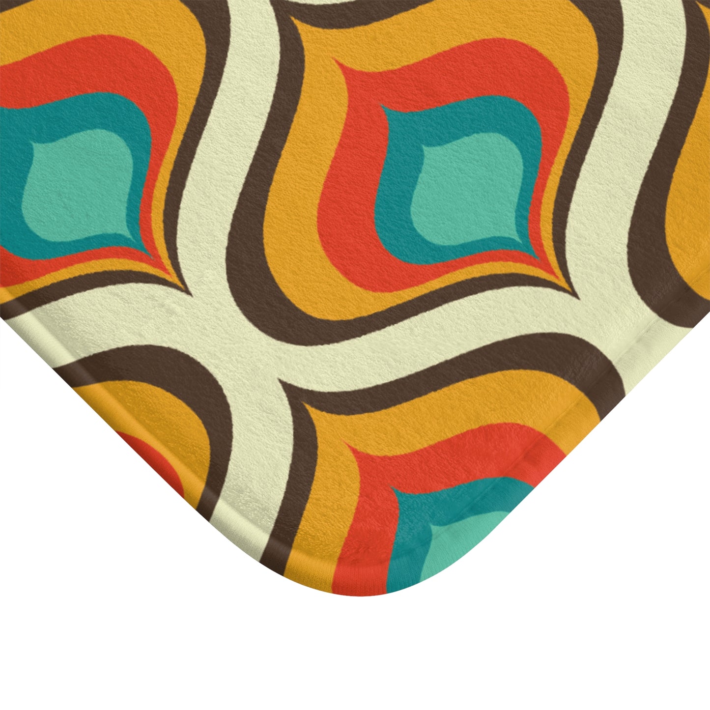 Retro 60s 70s Mid Century Geo Onion Blue & Orange Bath Mat