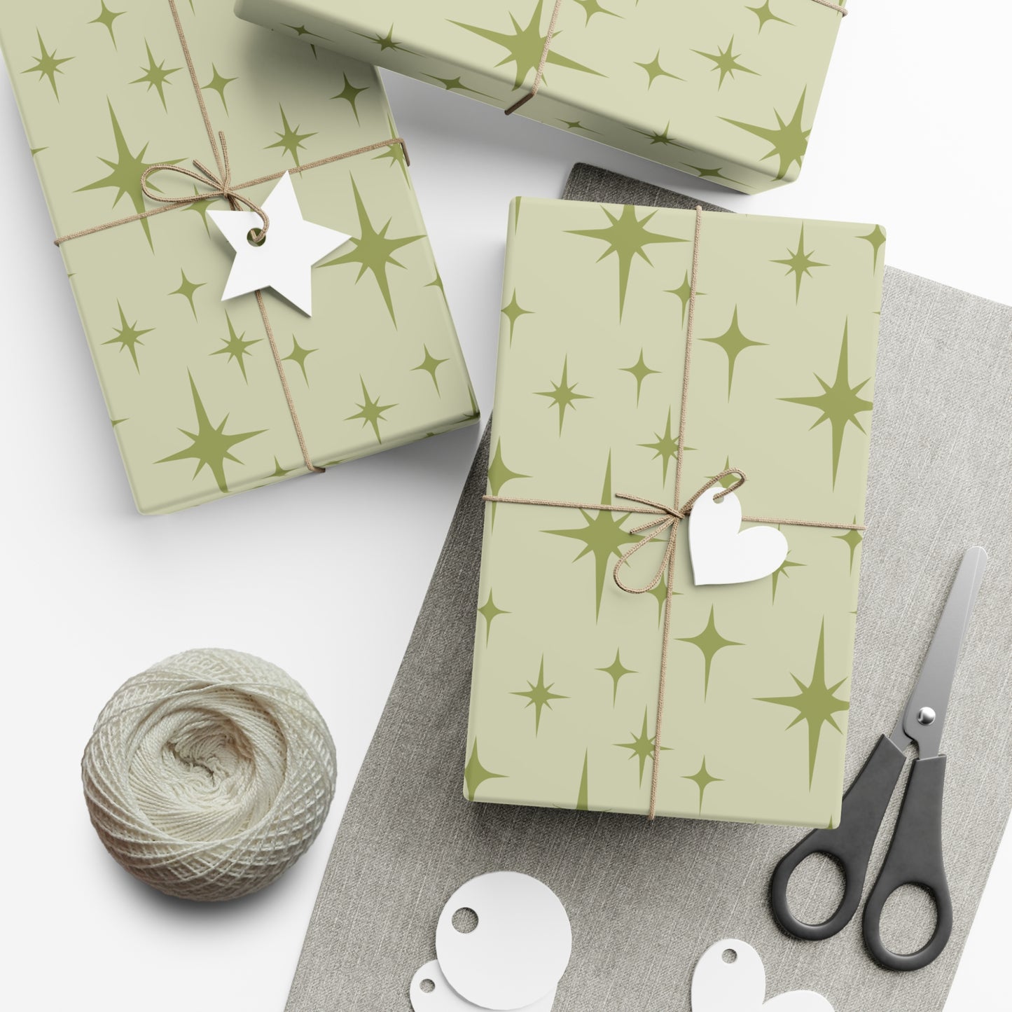 Retro 50's Atomic Starburst Mid Century Mod Green Eco-Friendly Gift Wrap