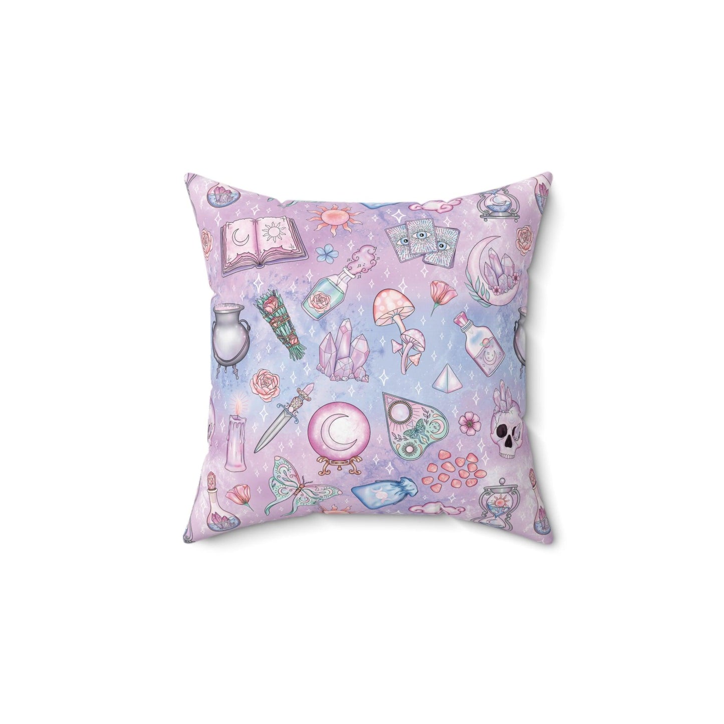 Kawaii Pastel Goth Witchy Whimsigoth Blue & Pink Accent Pillow | lovevisionkarma.com