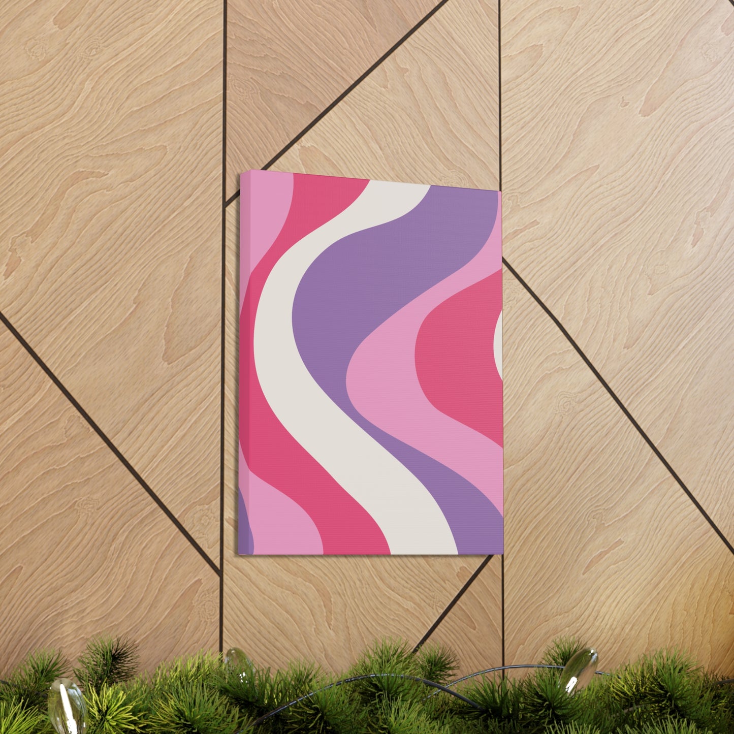 Retro 60's Groovy Hippie Swirl MCM Pink and Purple Canvas Gallery Wrap
