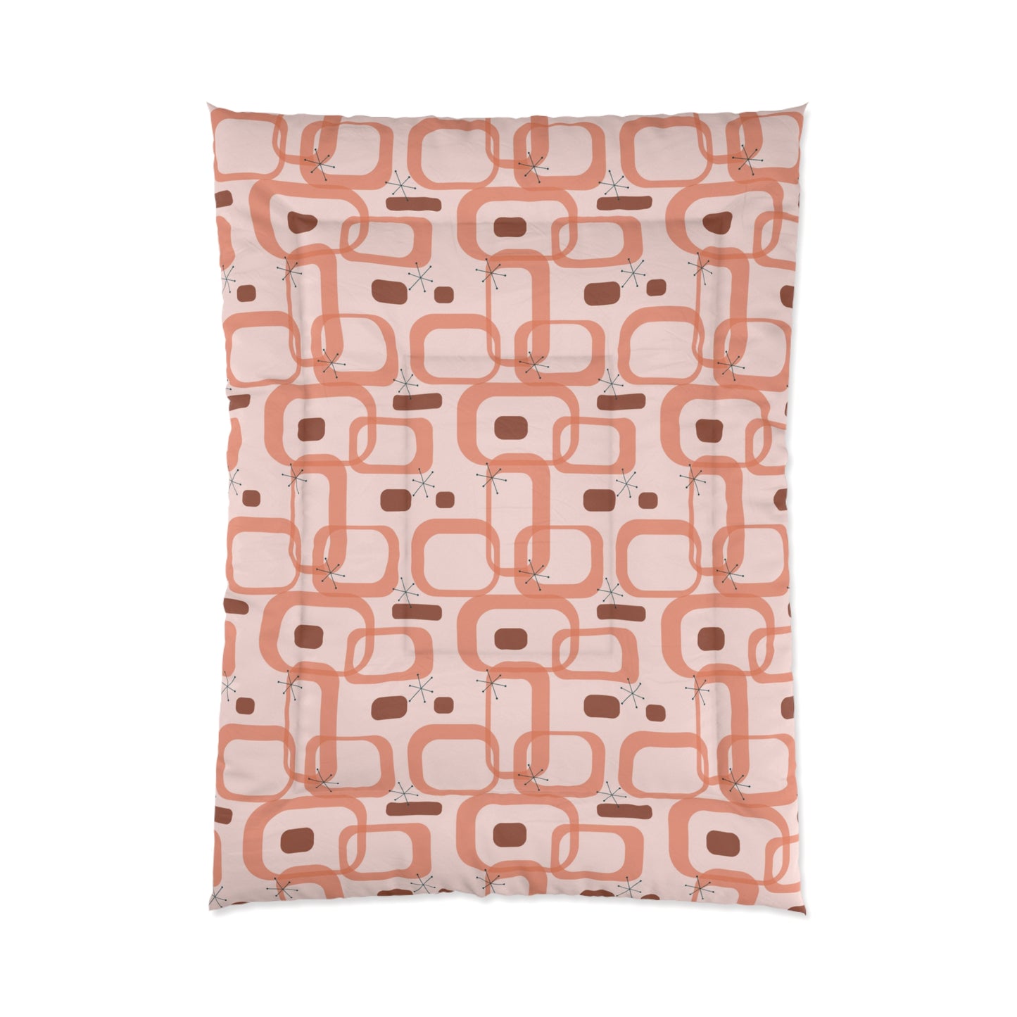 Retro 50s Atomic Starbursts & Loops Mid Century Mod Pink Comforter