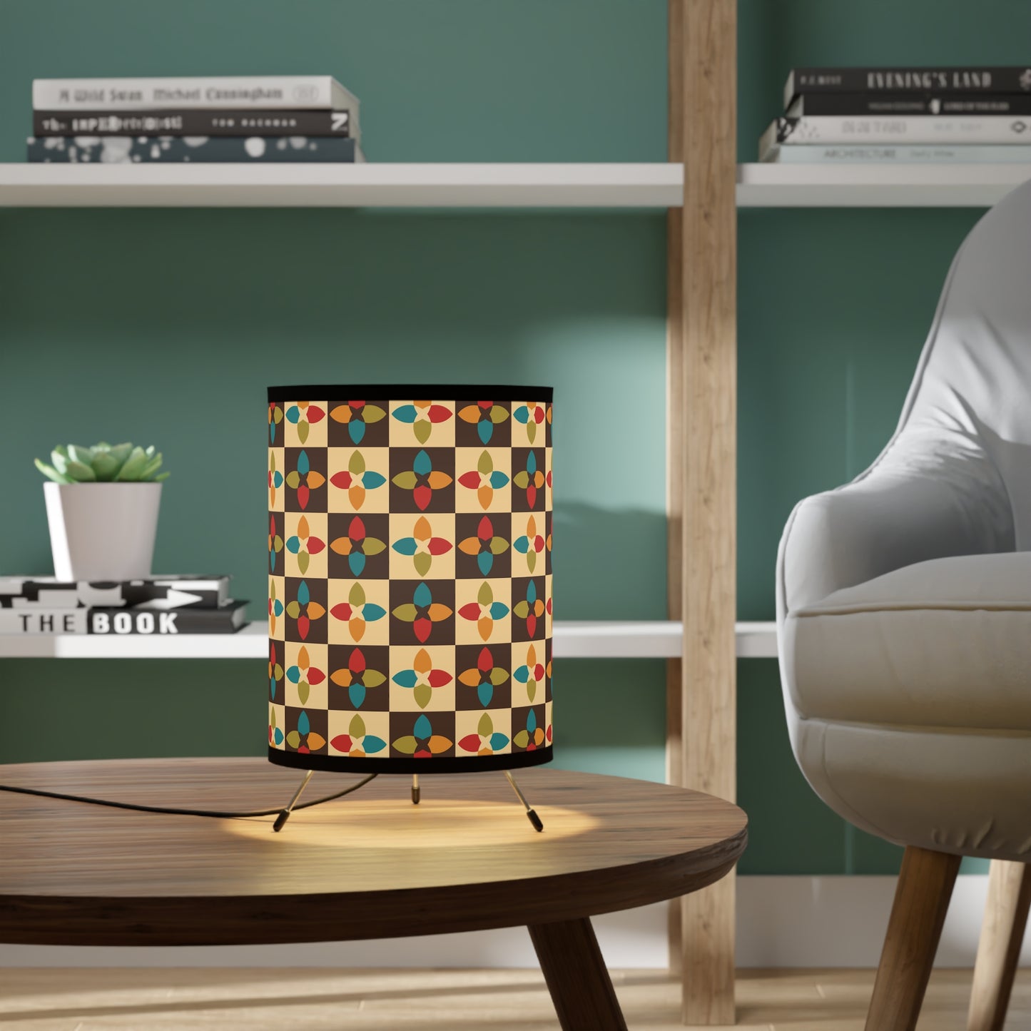 Retro 60s 70s Mid Century Mod Geometric Multicolor Tabletop Accent Lamp