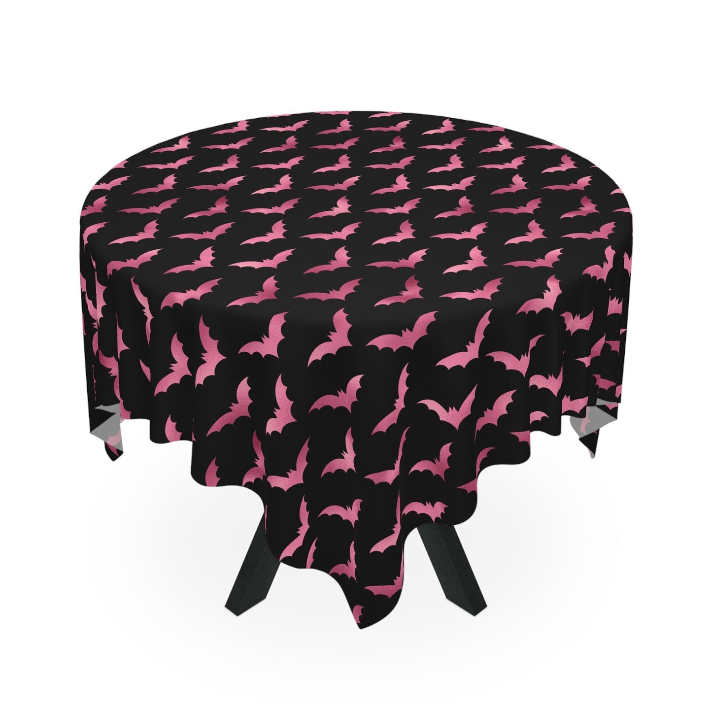 Pink Bats Halloween Glam Goth Black Tablecloth | lovevisionkarma.com