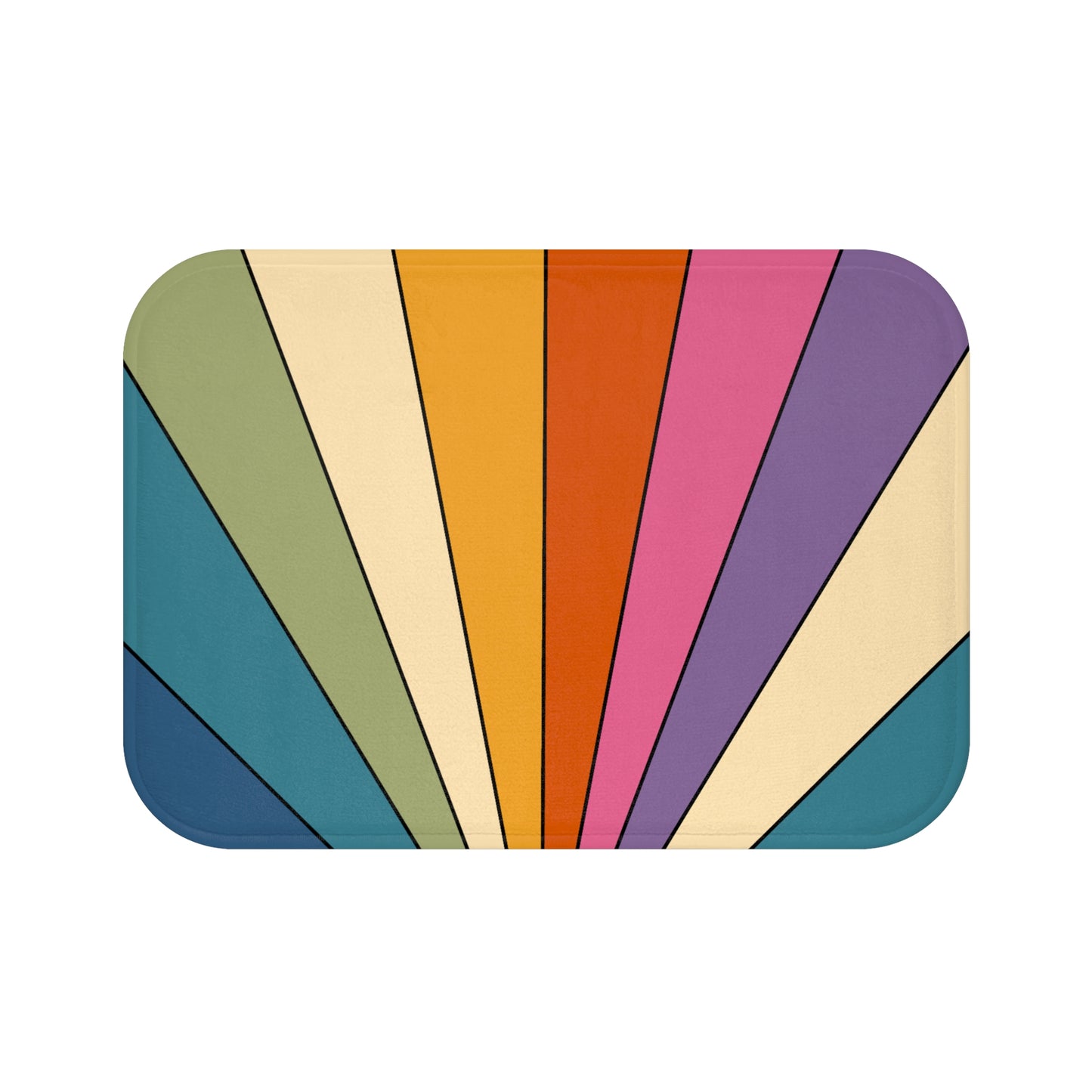 Retro Rainbow Burst Colorful Mid Century Mod Bath Mat