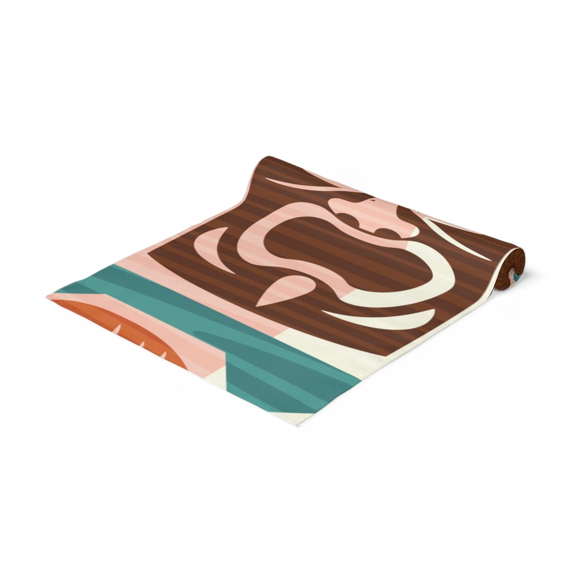 Retro Tiki 60's Mid Century Style Pink and Brown Table Runner | lovevisionkarma.com