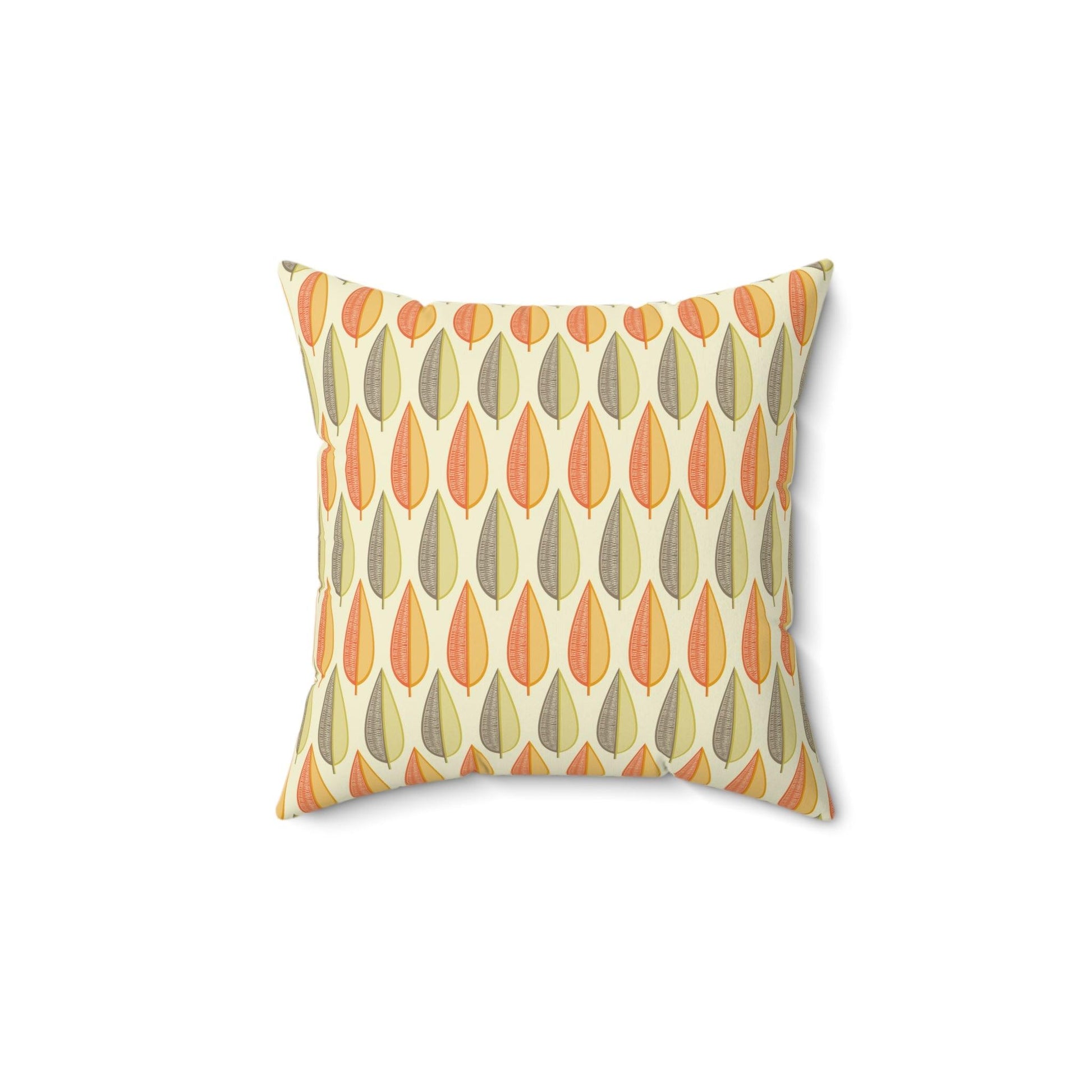 Mid Century Modern Leaves Retro Orange, Green & Cream Throw Pillow | lovevisionkarma.com
