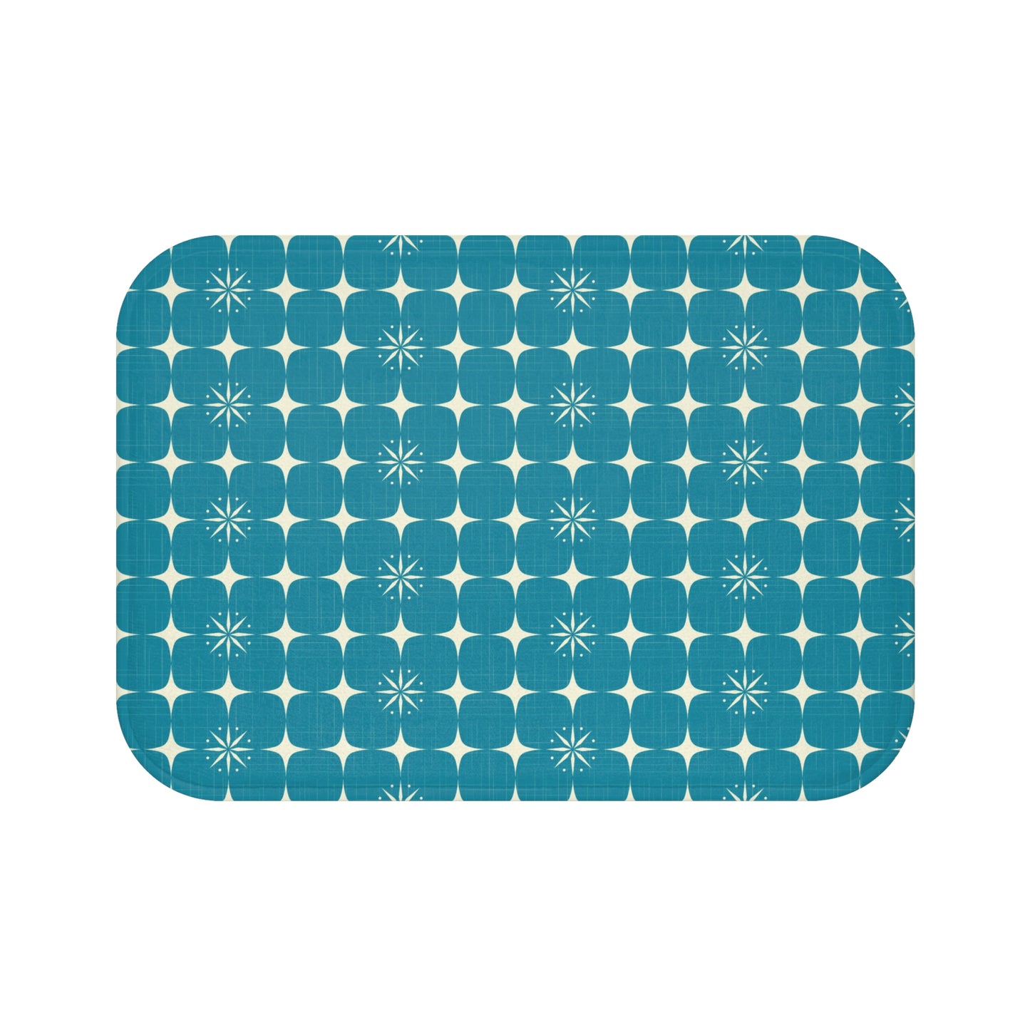 Retro 50's Atomic Starburst Mid Century Blue Bath Mat