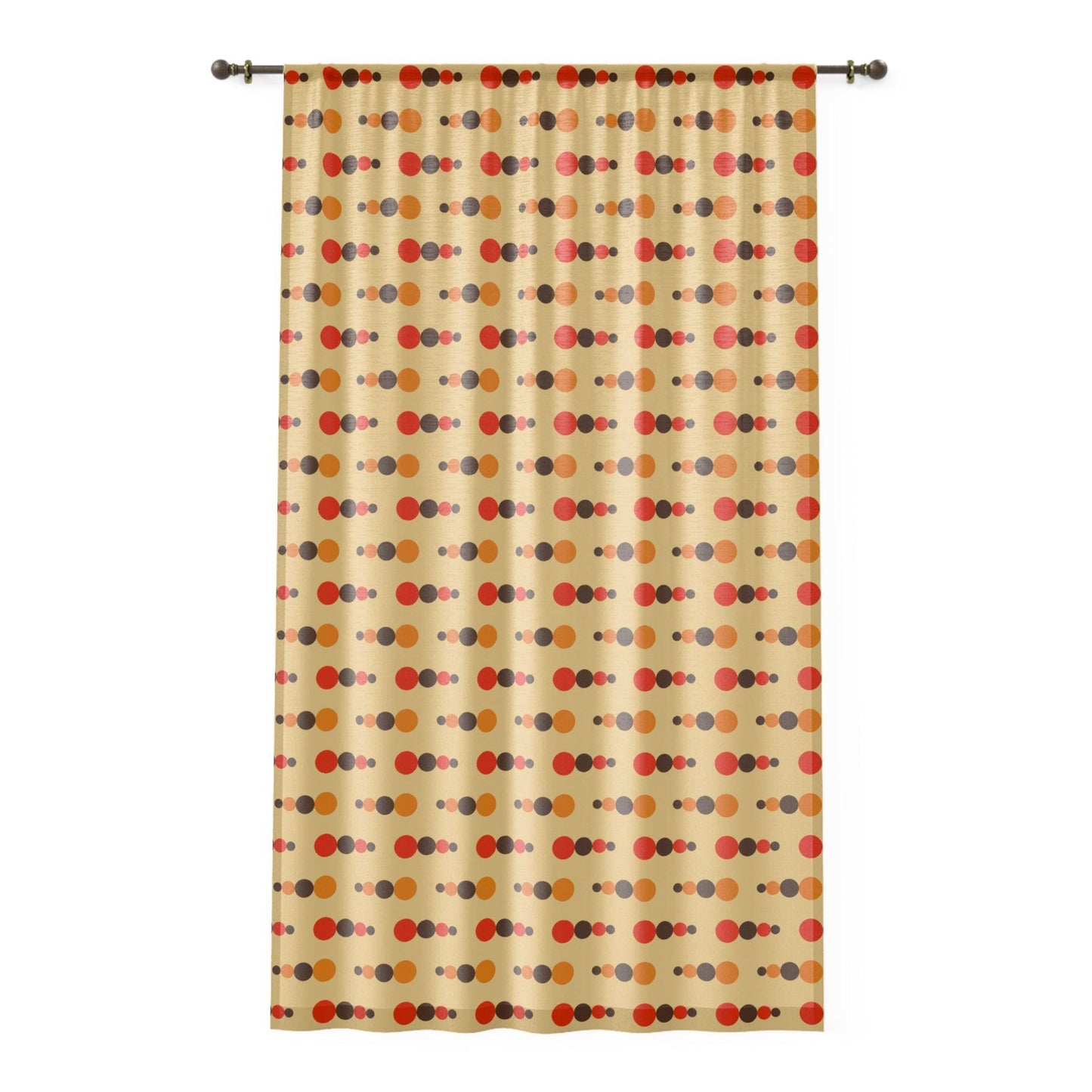Retro 70's Funky Mid Century Modern Beige, Orange Brown Sheer Window Curtain | lovevisionkarma.com