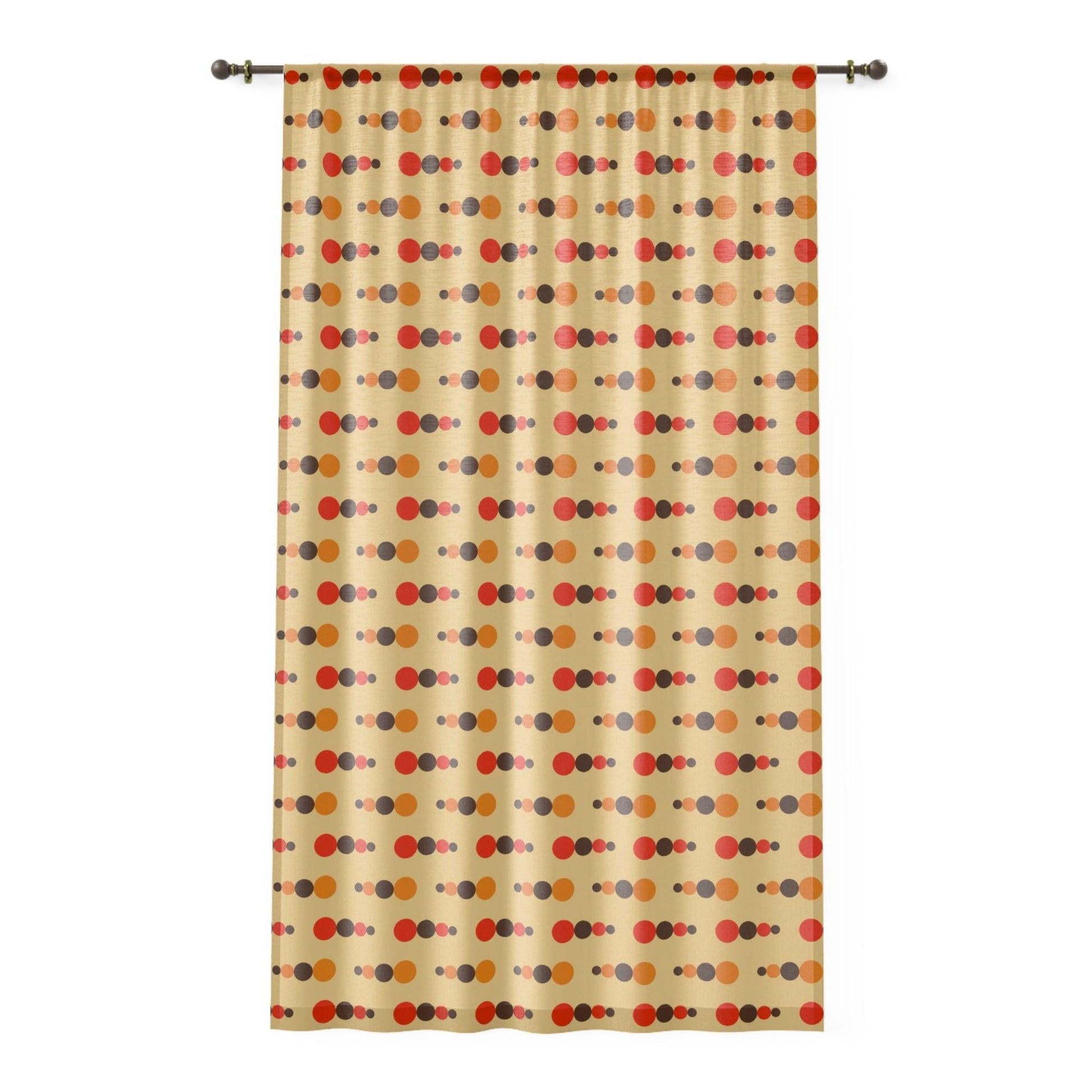 Retro 70's Funky Mid Century Modern Beige, Orange Brown Sheer Window Curtain | lovevisionkarma.com