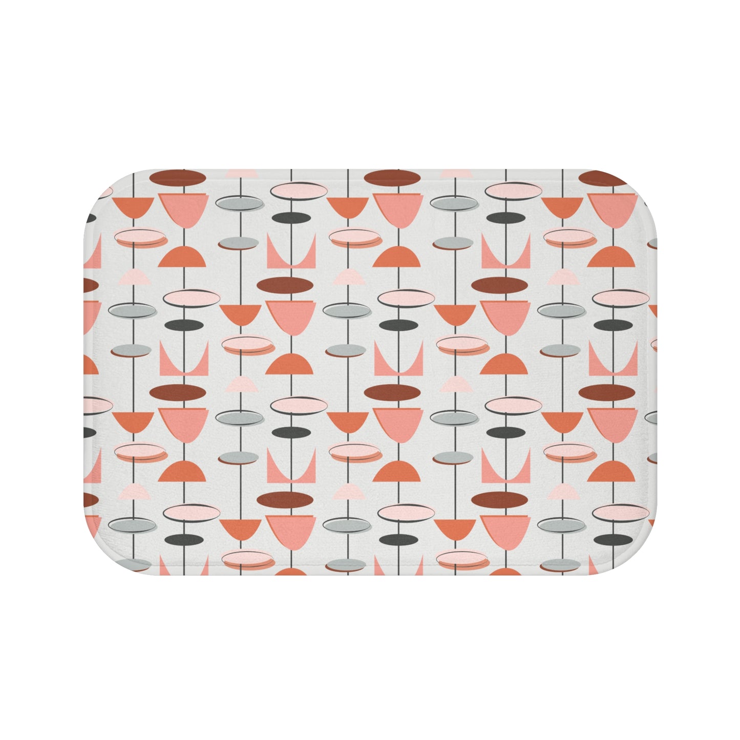 Retro 50s Mid Century Mod Abstract Pink & Gray Bath Mat
