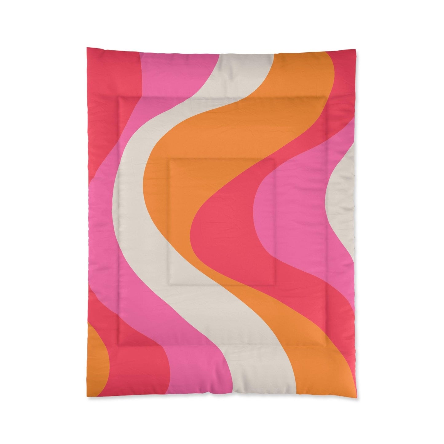 Retro 60s Groovy Hippie Swirl MCM Pink & Orange Comforter | lovevisionkarma.com
