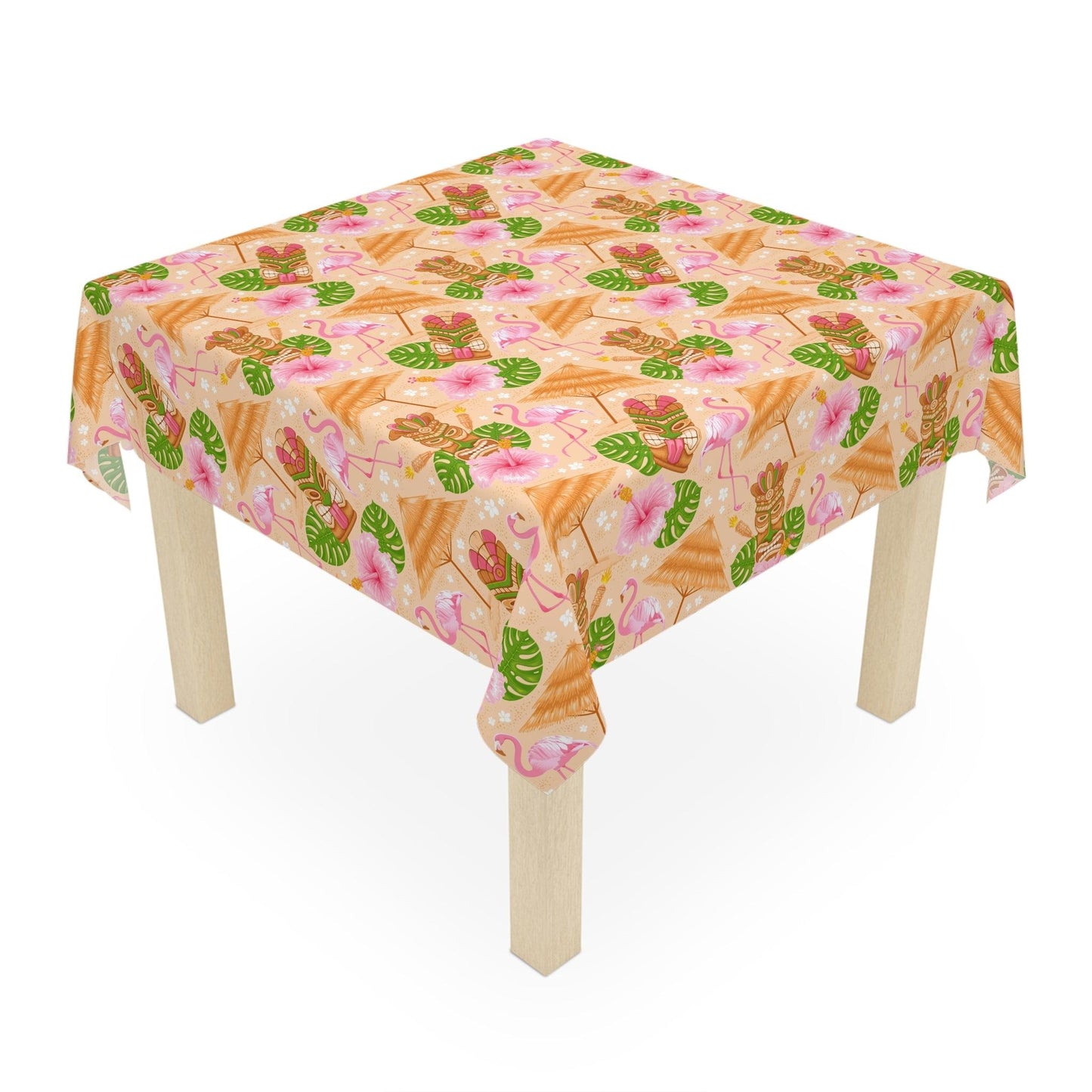 Tiki Retro Flamingo 60s Mid Century Multicolor Tablecloth | lovevisionkarma.com