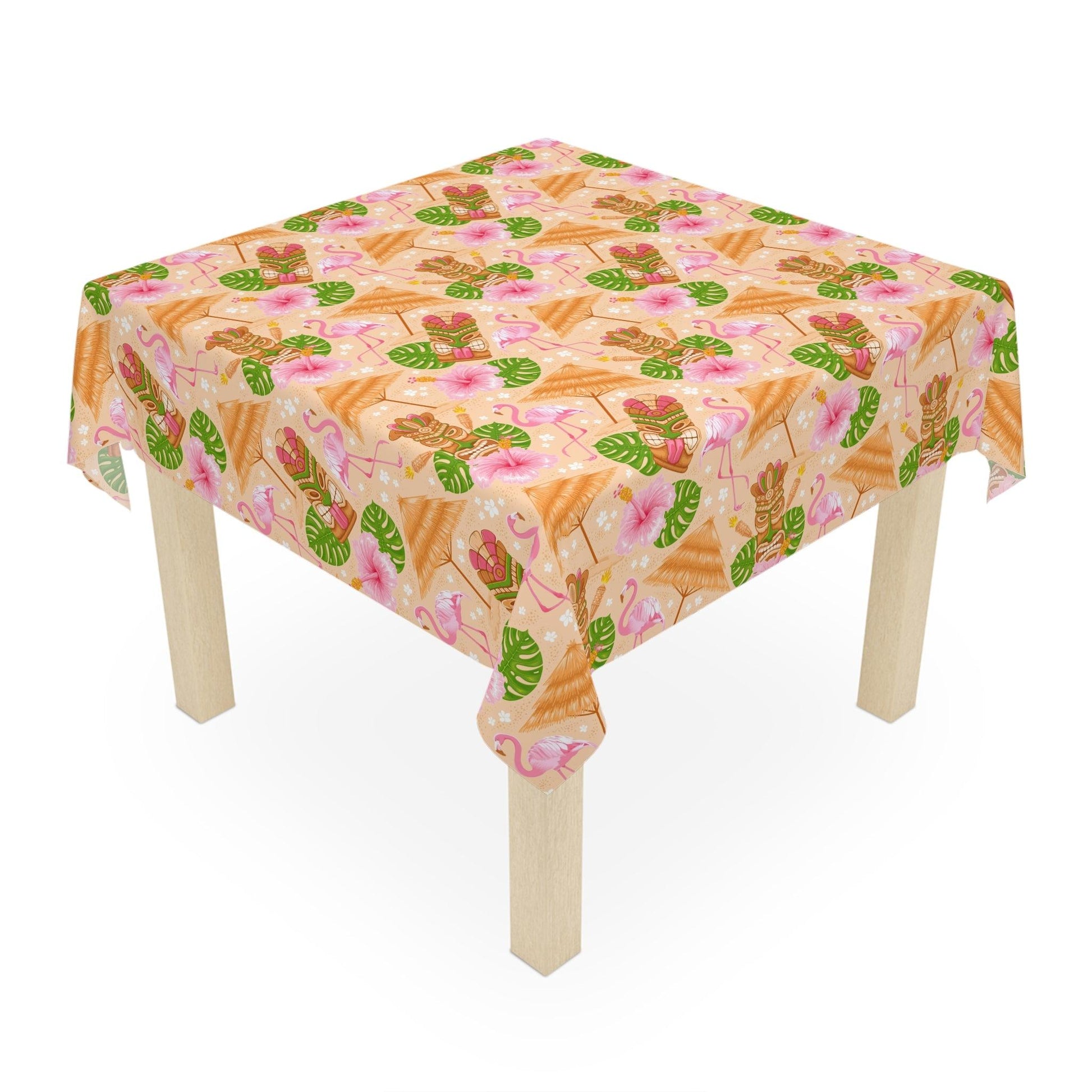 Tiki Retro Flamingo 60s Mid Century Multicolor Tablecloth | lovevisionkarma.com