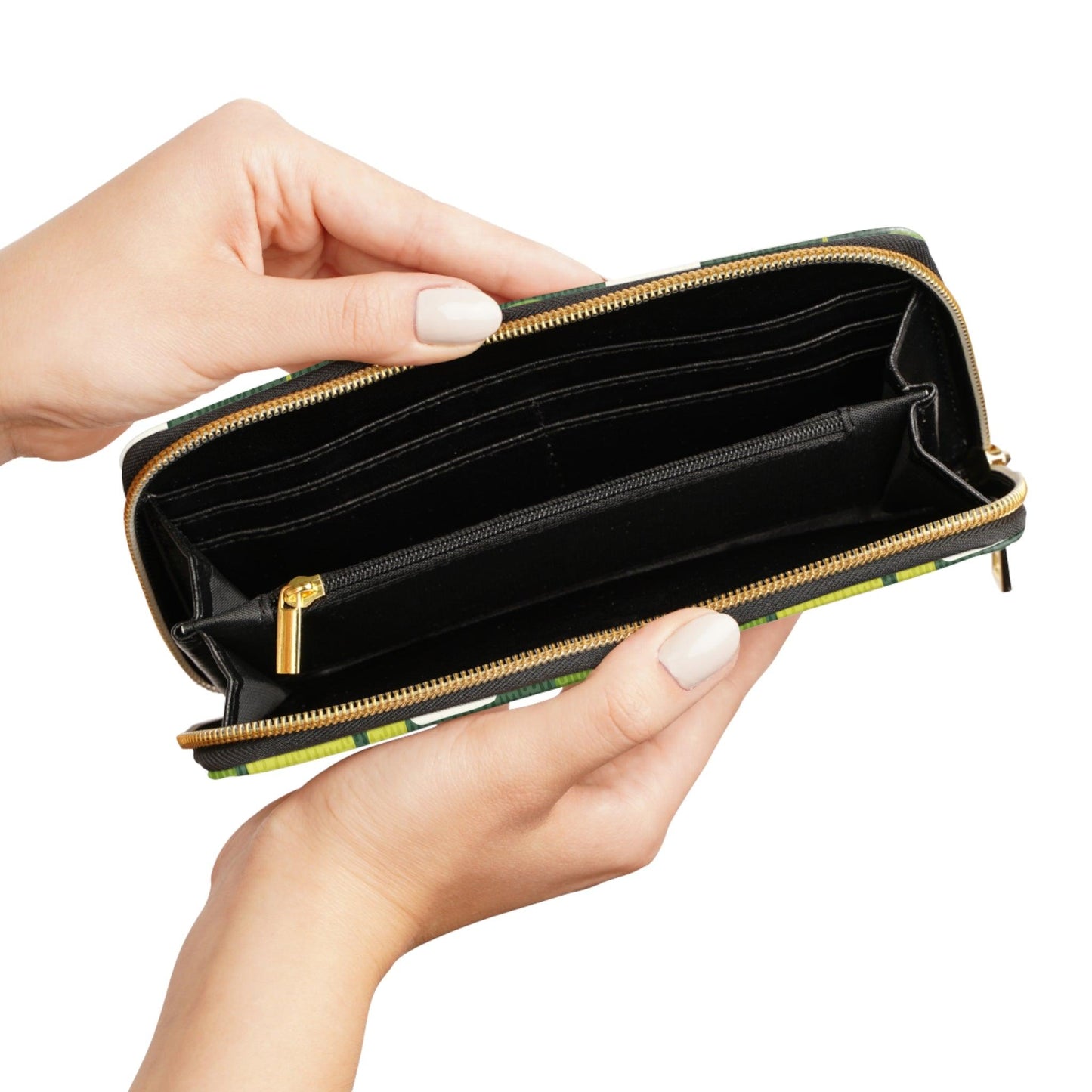Retro 60s Groovy Abstract Mid Century Green Zipper Wallet | lovevisionkarma.com