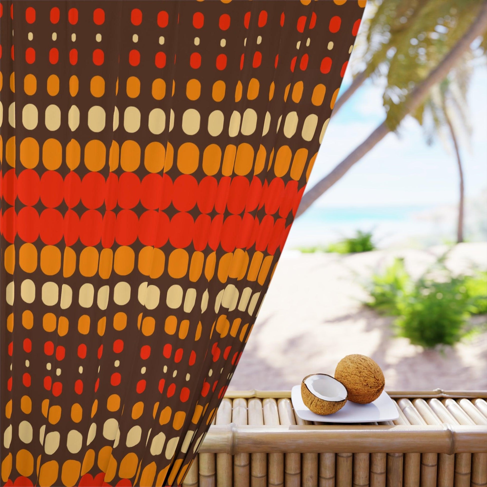 Retro 70s Funky Mid Century Modern Orange & Brown Blackout Window Curtain | lovevisionkarma.com
