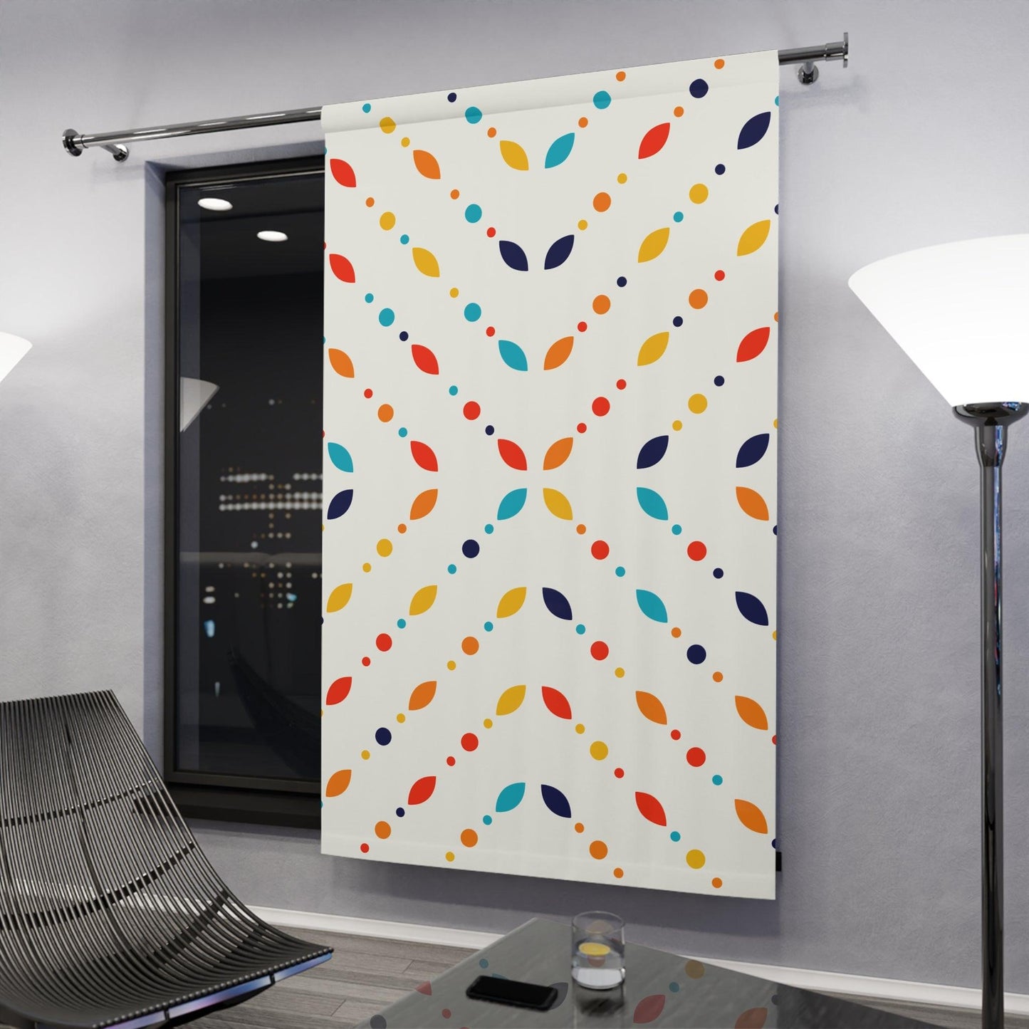 Retro Mid Century Modern Minimalist Multicolor Blackout Window Curtain | lovevisionkarma.com