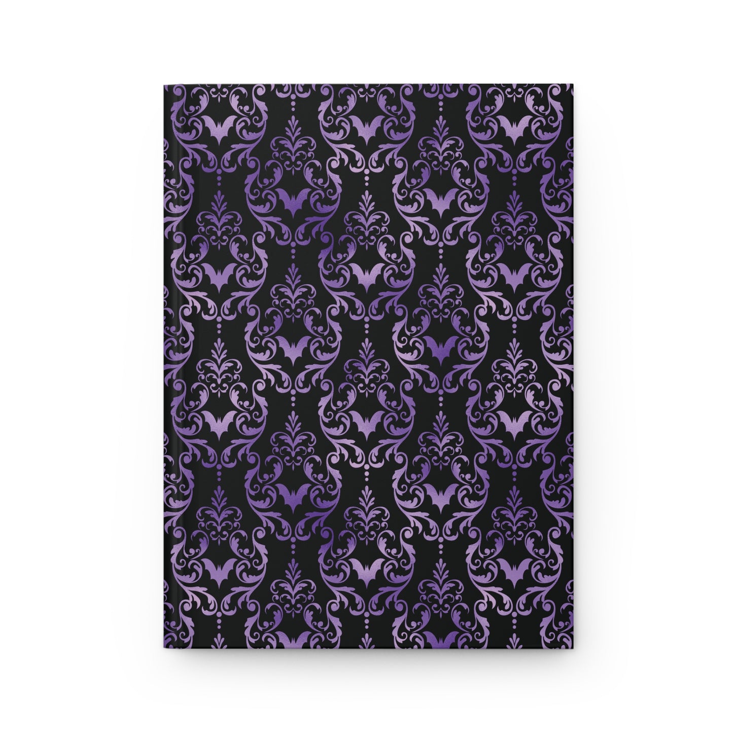 Dark Academia Damask Bat, Victorian Goth Inspired Purple & Black Glam Goth Matte Hardcover Journal