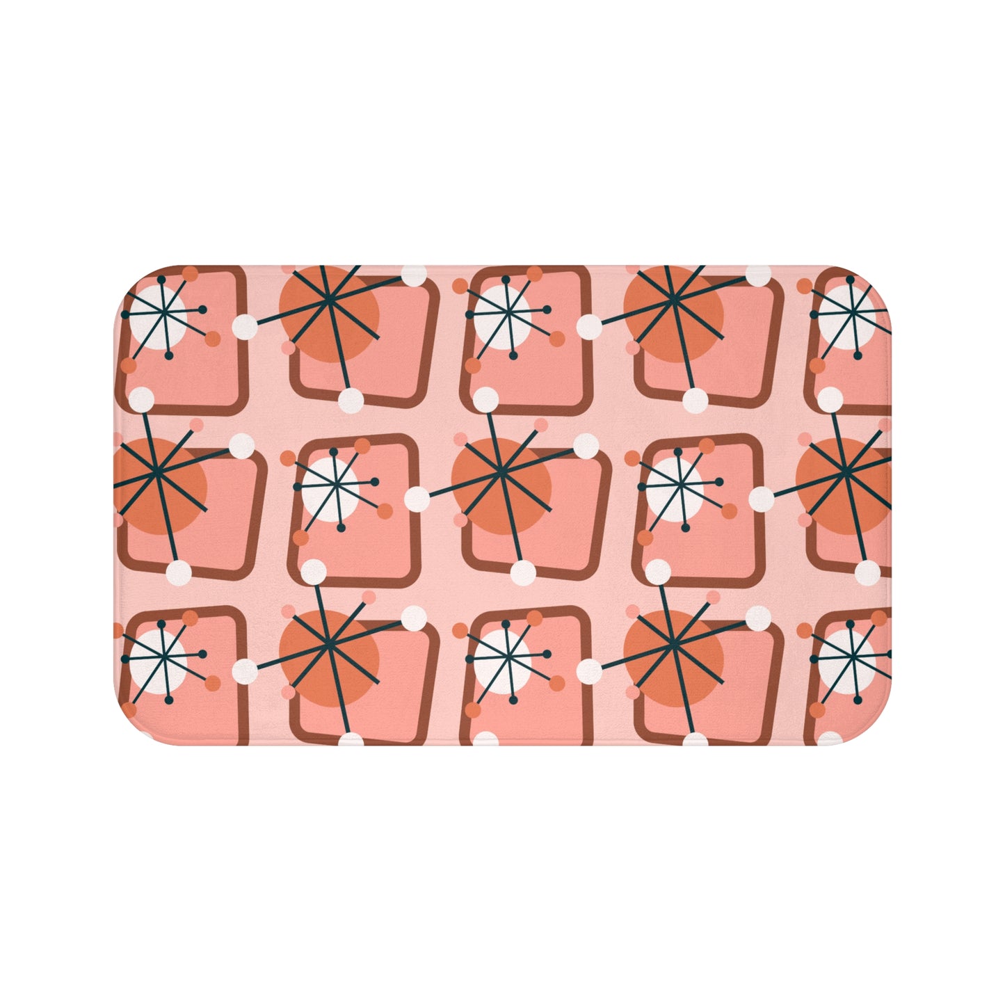 Retro 50's Atomic Burst Mid Century Pink Bath Mat