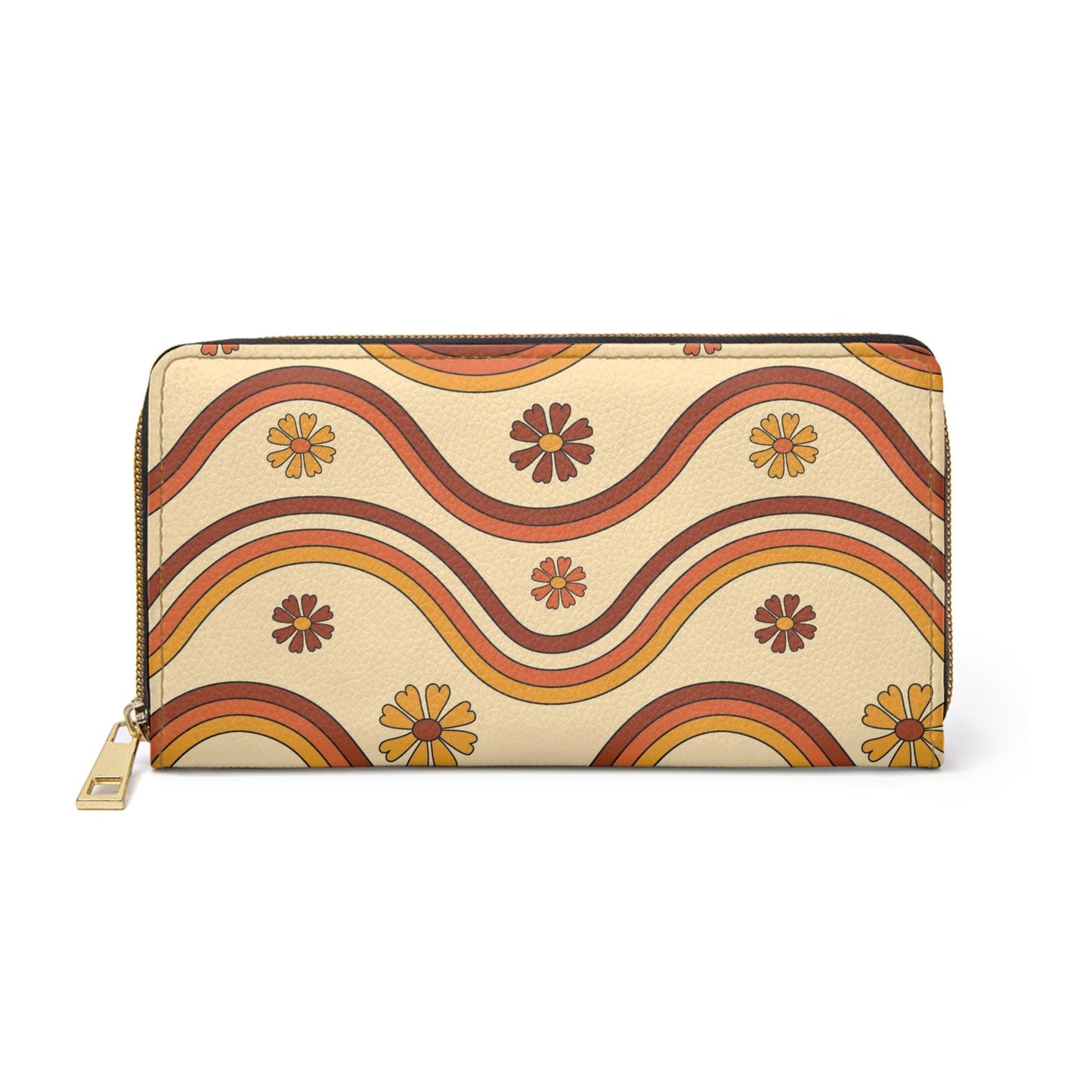 Boho Rainbows and Flowers Groovy Retro Multicolor Zipper Wallet | lovevisionkarma.com