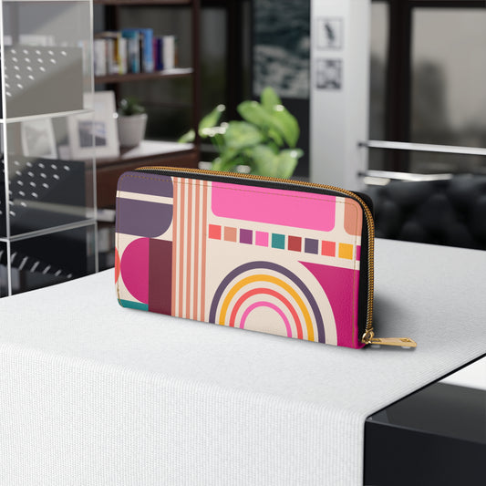 Retro Bauhaus Bold Abstract Colorful MCM Zipper Wallet