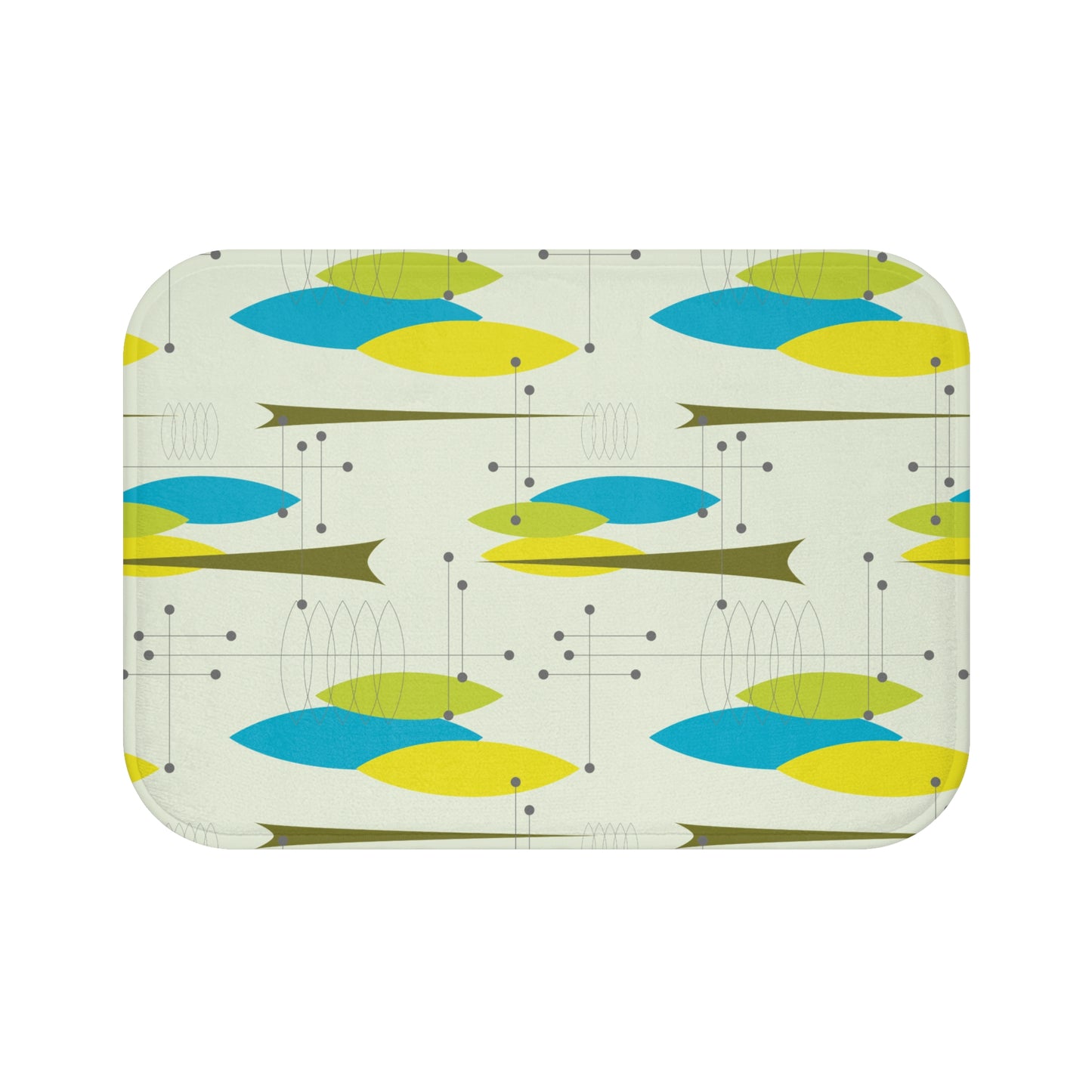 Vintage Retro 50's Abstract Mid Century Green & Blue Bath Mat