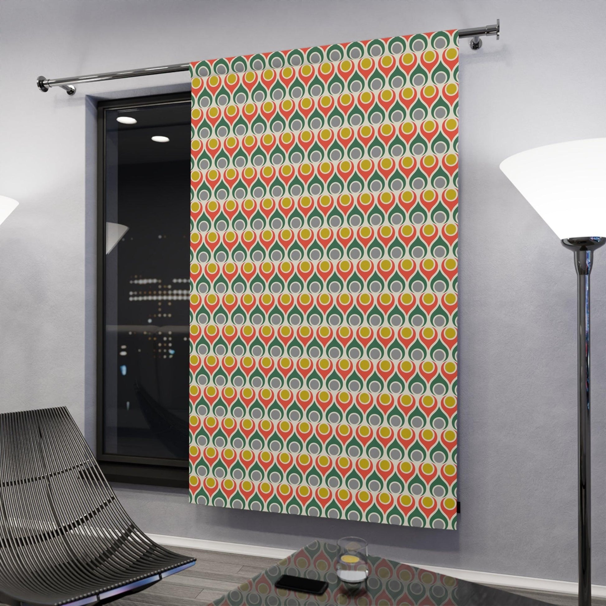 Retro Mid Century Mod, Funky Geometric Multicolor Blackout Window Curtain | lovevisionkarma.com