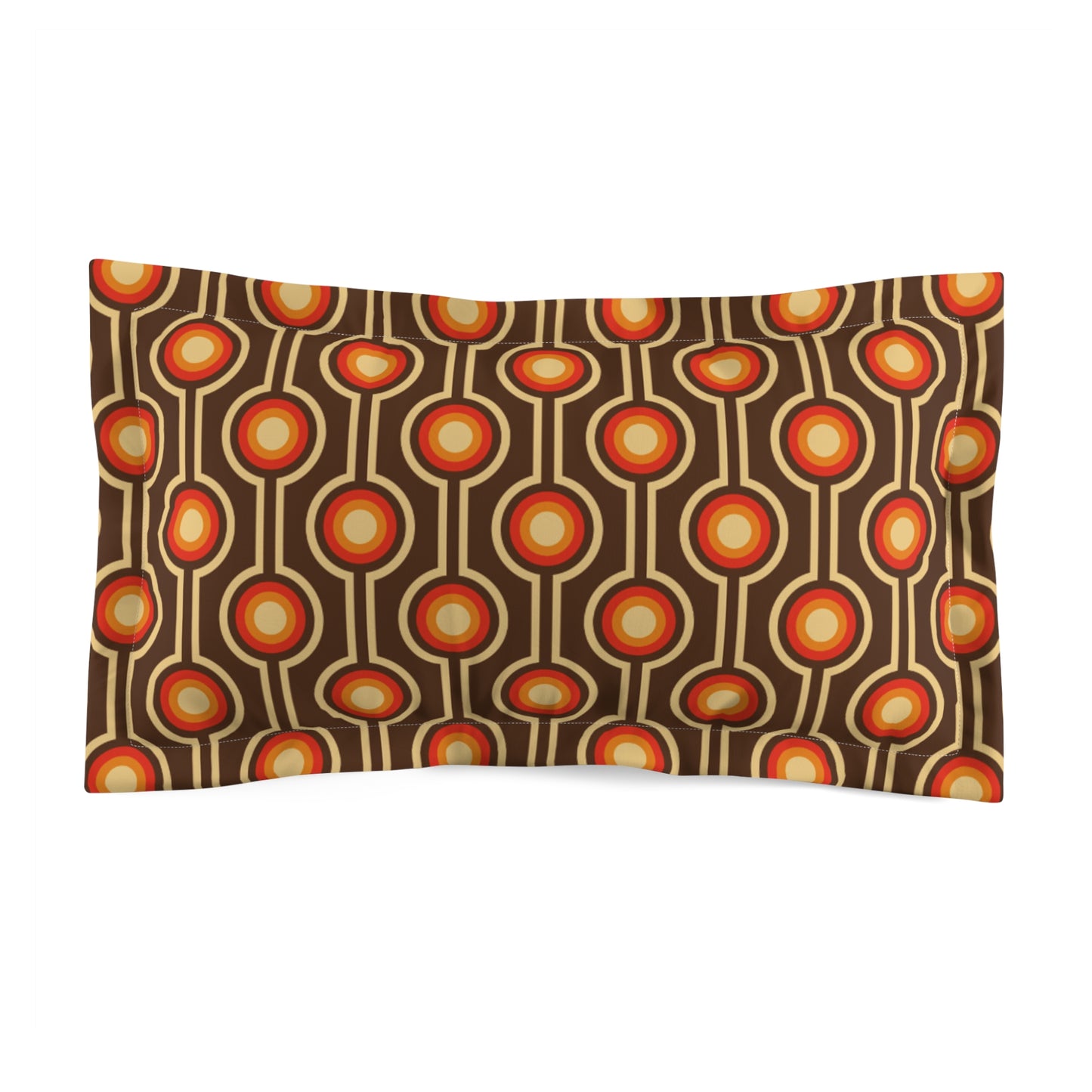 Retro 60's 70's Funky MCM Brown & Orange Pillow Sham