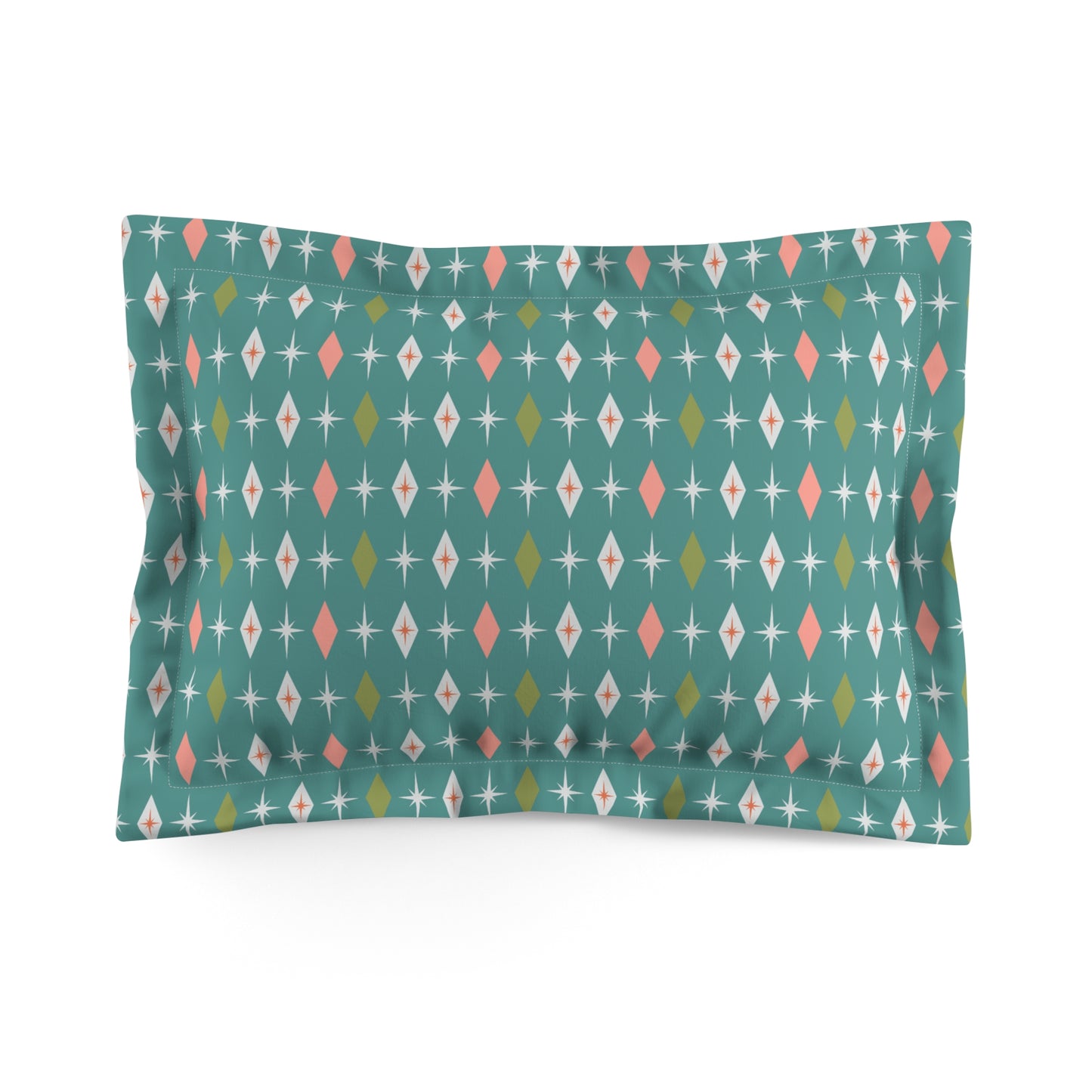 Retro 50s Atomic Burst & Diamond Mid Century Mod Teal, Pink & Green Pillow Sham
