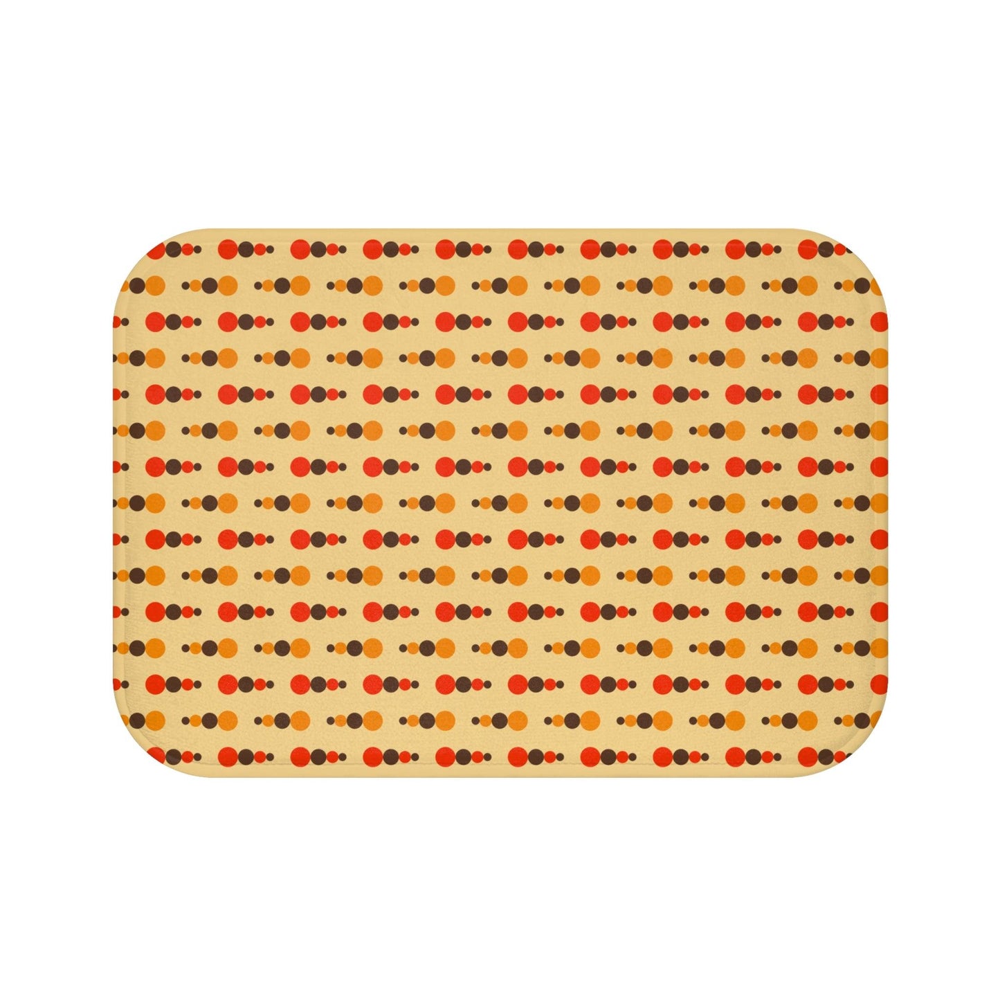 Retro 70s Funky Mid Century Modern Beige, Brown & Orange Bath Mat | lovevisionkarma.com