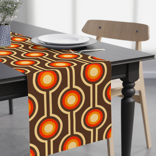 Retro 60's 70's Funky MCM Brown & Orange Table Runner