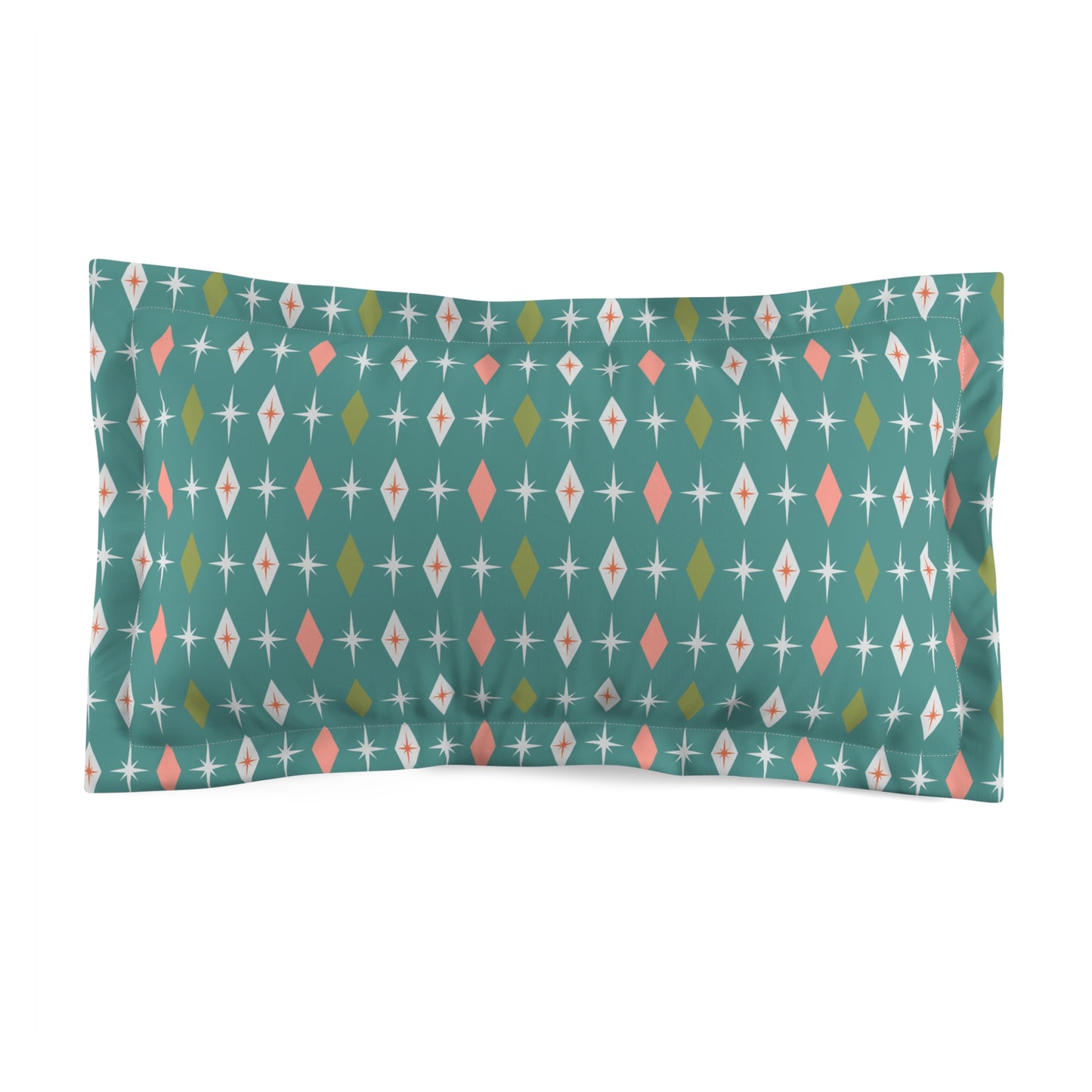 Retro 50s Atomic Burst & Diamond Mid Century Mod Teal, Pink & Green Pillow Sham