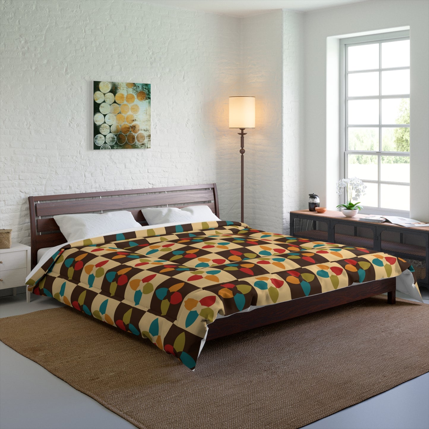 Retro 60s 70s Mid Century Modern Multicolor Comforter