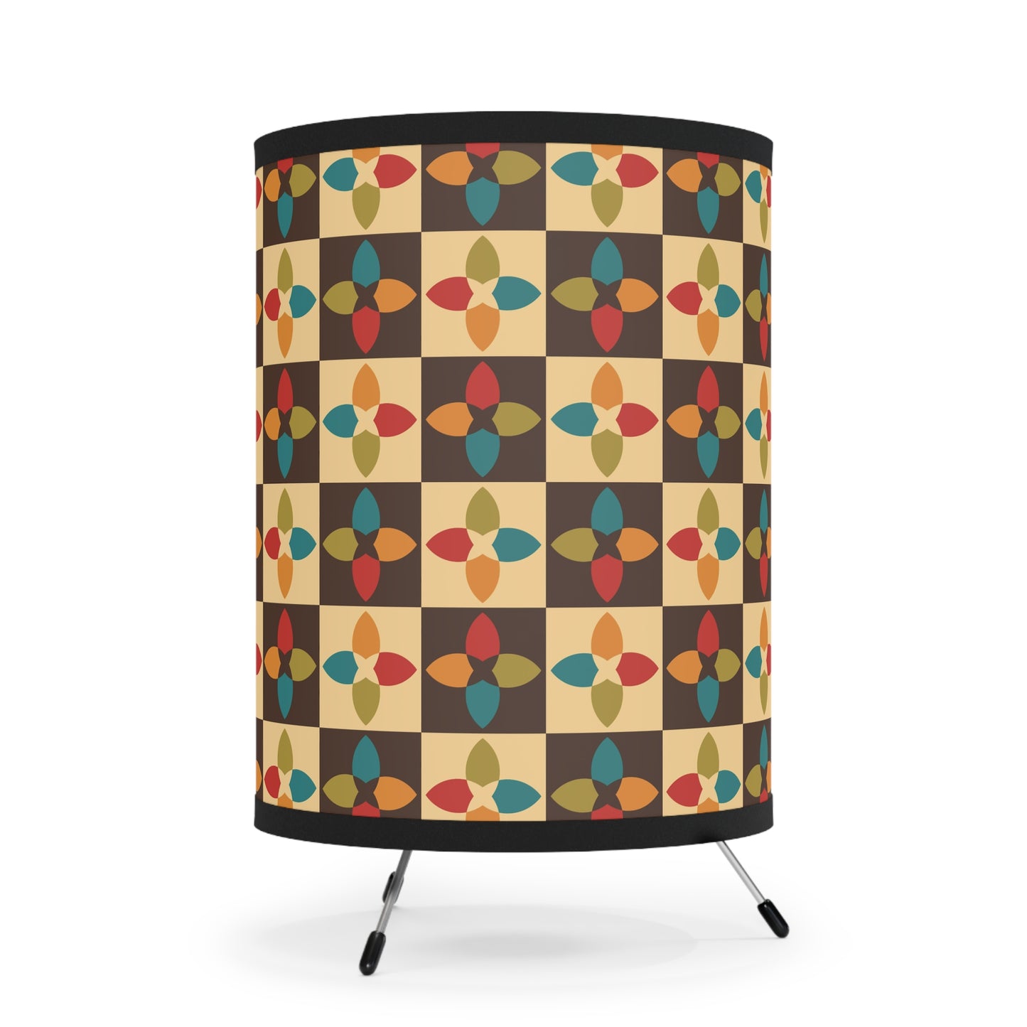 Retro 60s 70s Mid Century Mod Geometric Multicolor Tabletop Accent Lamp