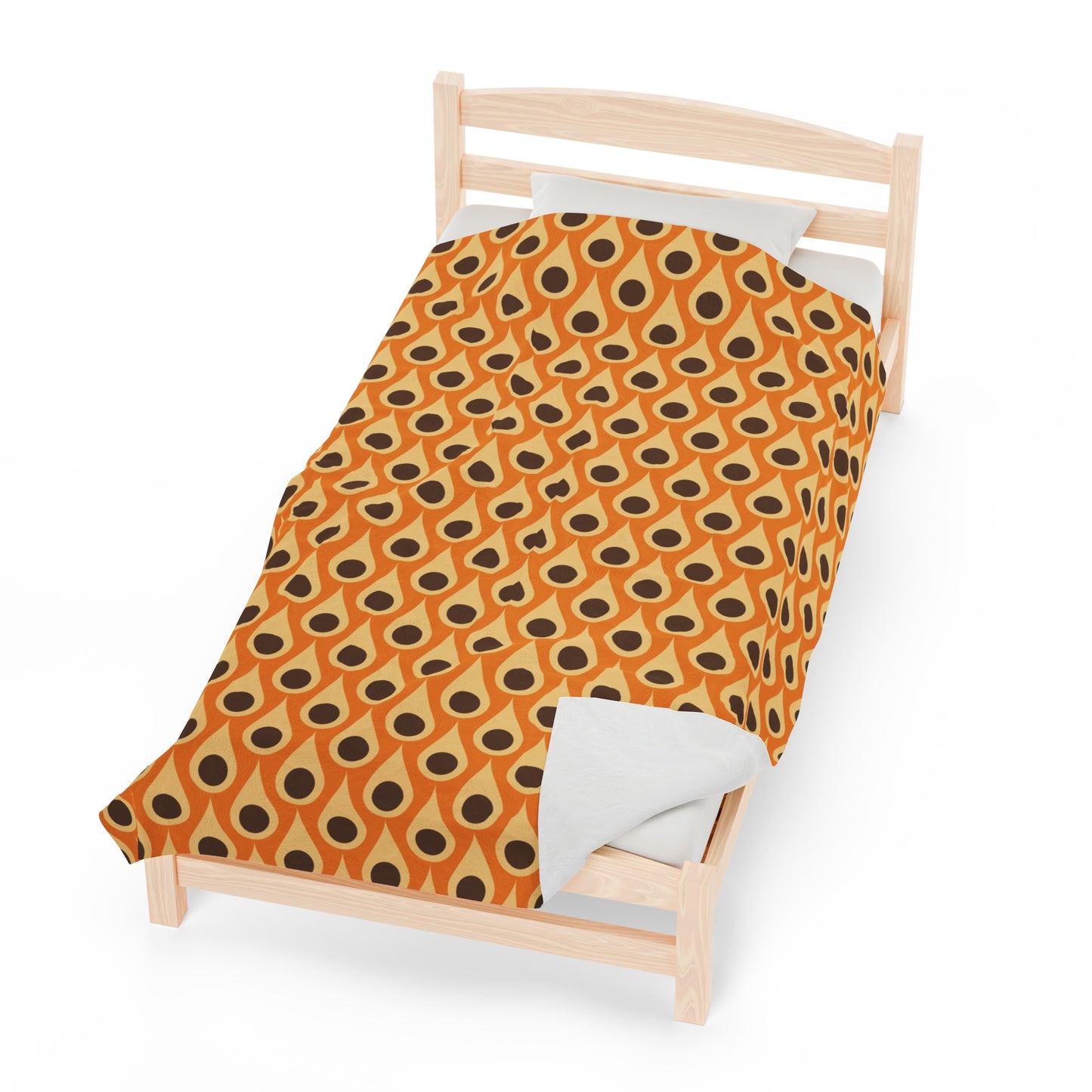 Retro 60s 70s Mid Century Mod Funky Mustard, Orange & Brown Lightweight Velveteen Blanket