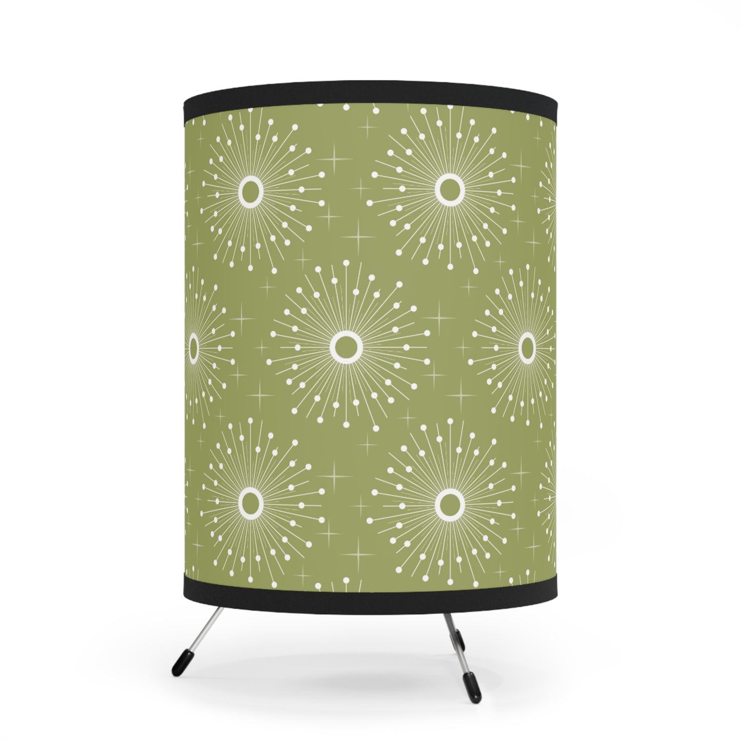 Retro 50s Atomic Bursts Mid Century Mod Green Tabletop Accent Lamp
