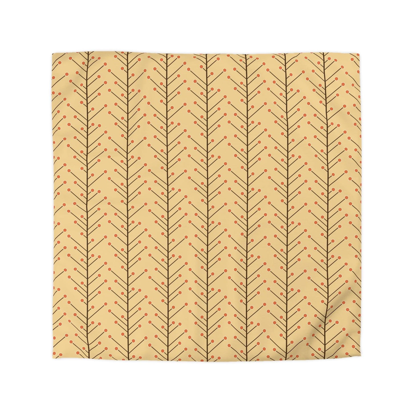 Retro 50s Mid Century Mod, Minimalist Trees Yellow Beige Duvet Cover | lovevisionkarma.com