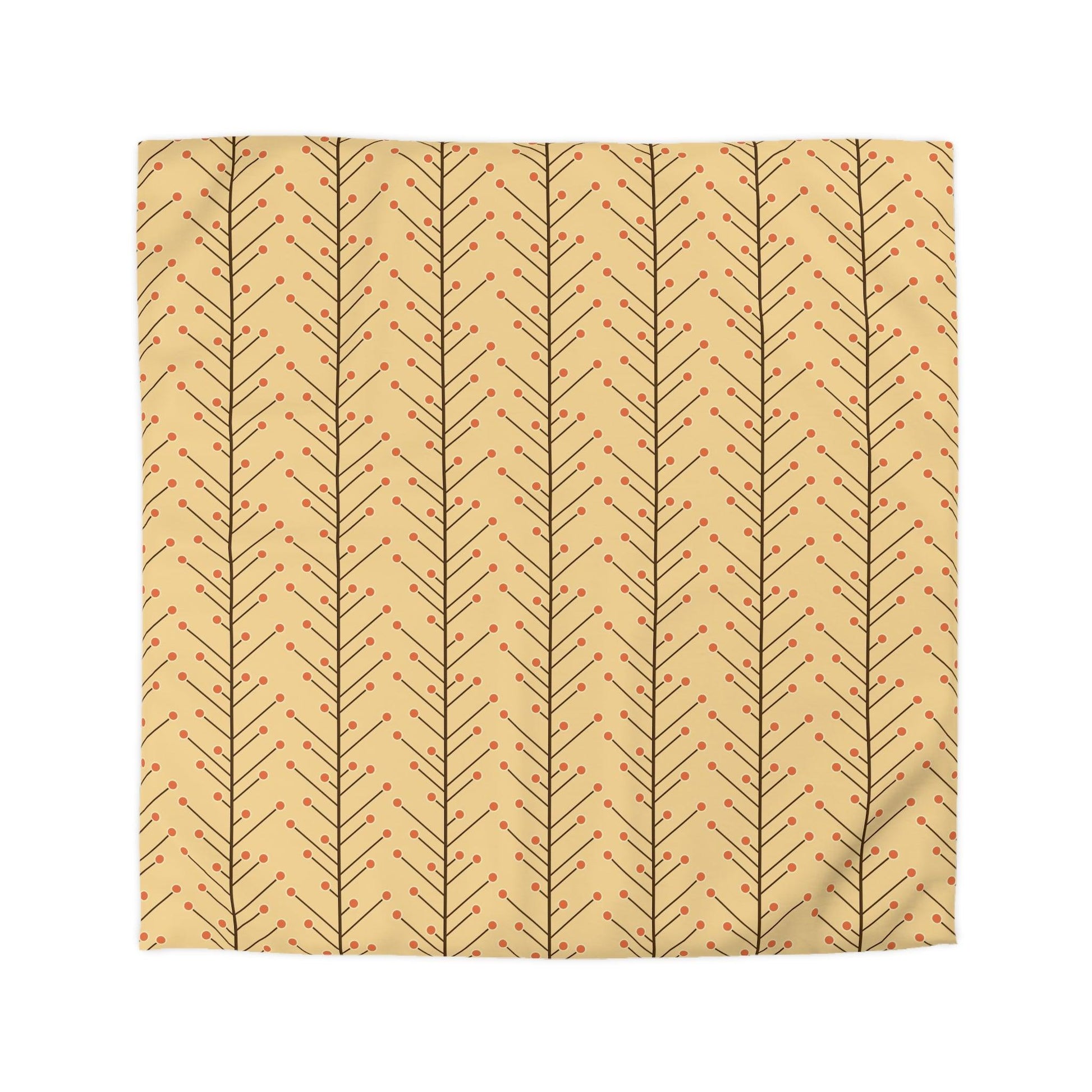 Retro 50s Mid Century Mod, Minimalist Trees Yellow Beige Duvet Cover | lovevisionkarma.com