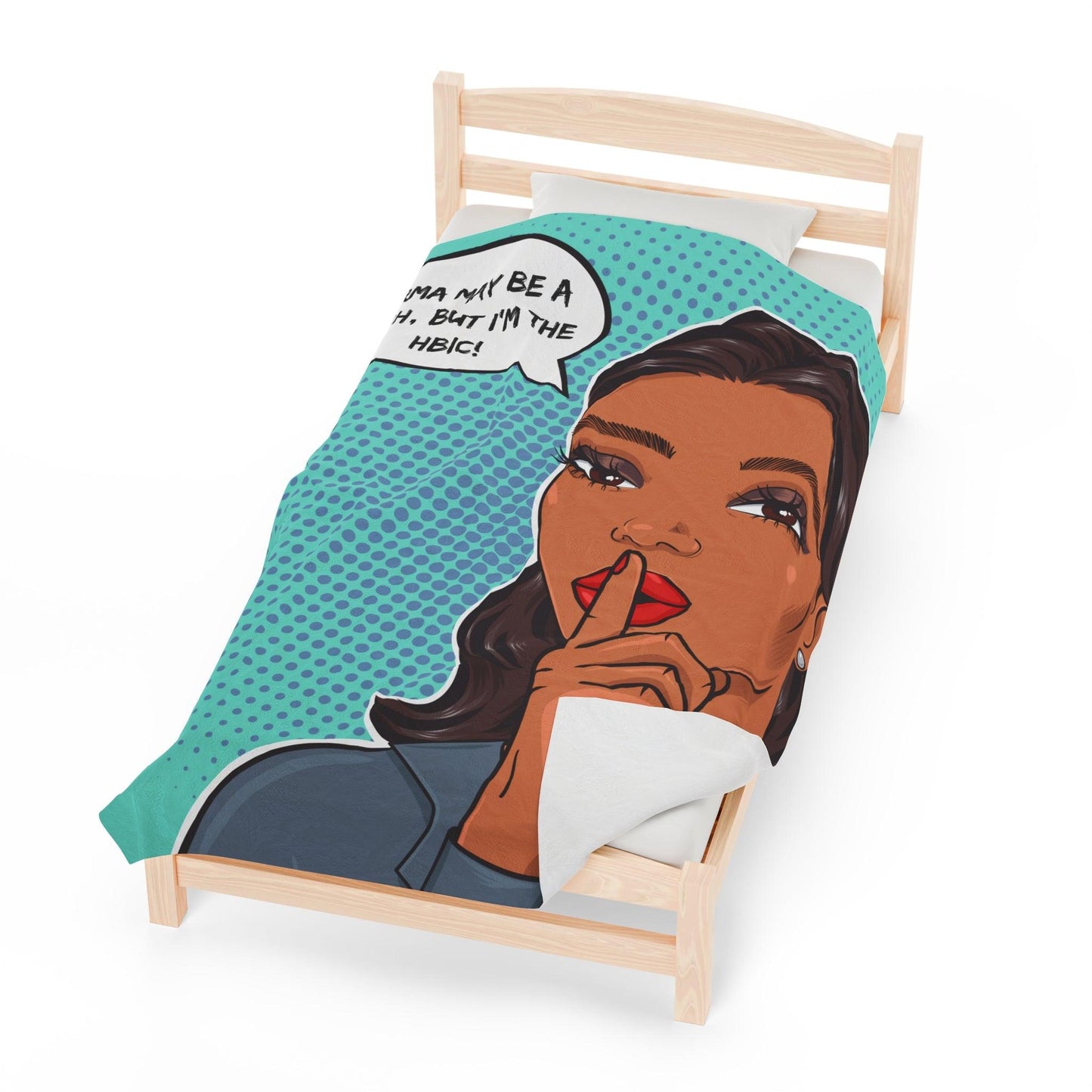 "HBIC" Comic Pop Art Colorful & Sassy Velveteen Lightweight Blanket | lovevisionkarma.com