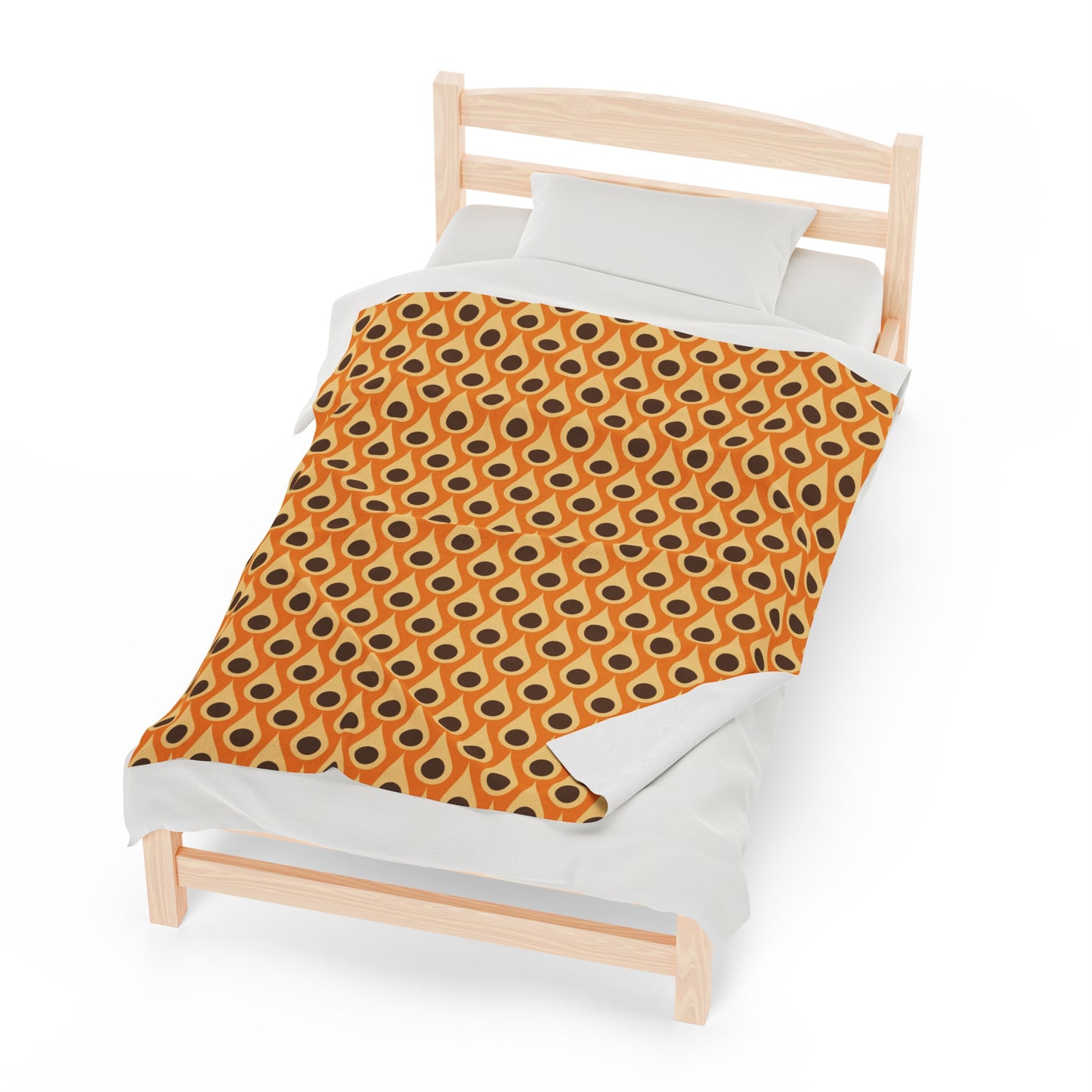 Retro 60s 70s Mid Century Mod Funky Mustard, Orange & Brown Lightweight Velveteen Blanket
