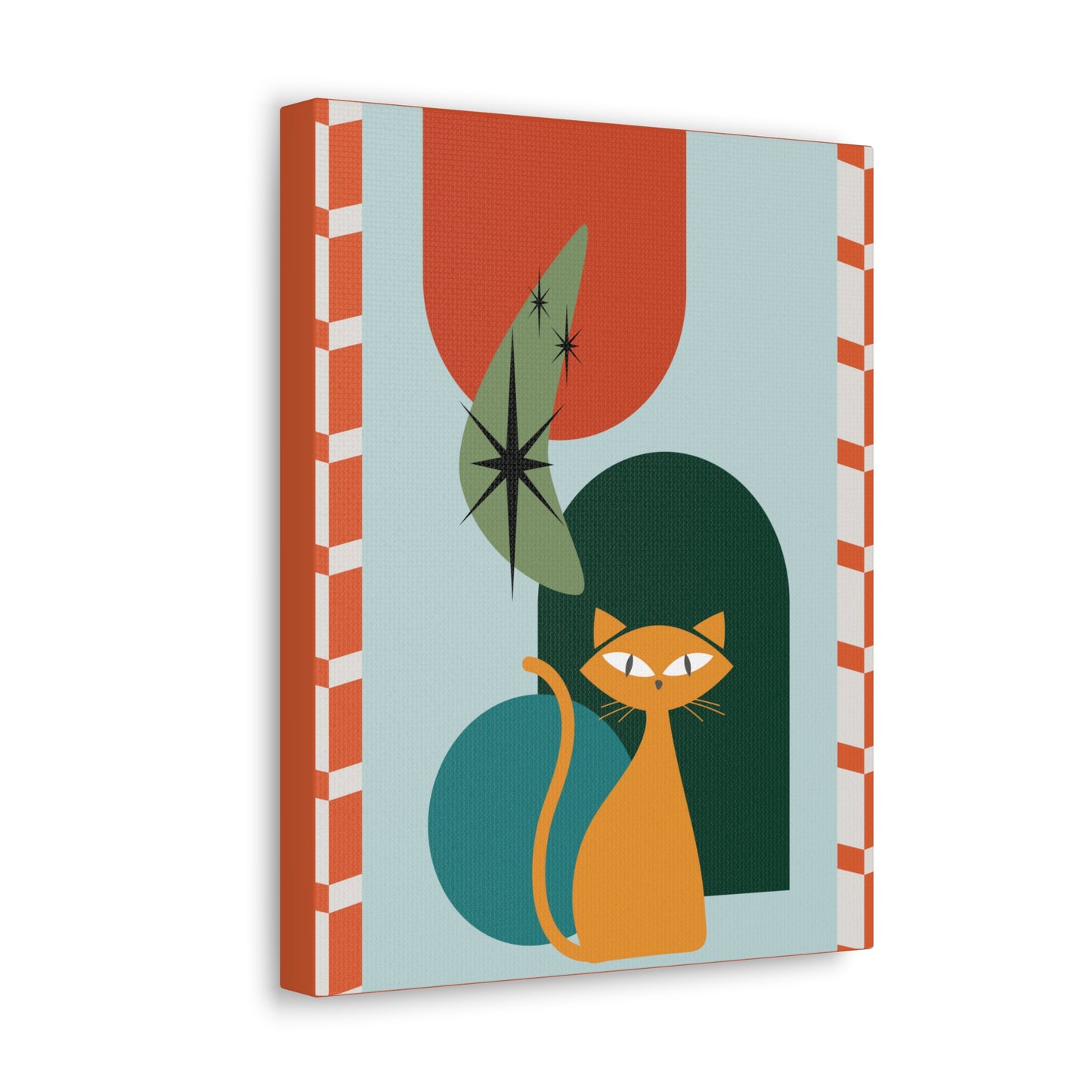 Retro 50's Atomic Cat Mid Century Mod Multicolor Canvas Gallery Wrap