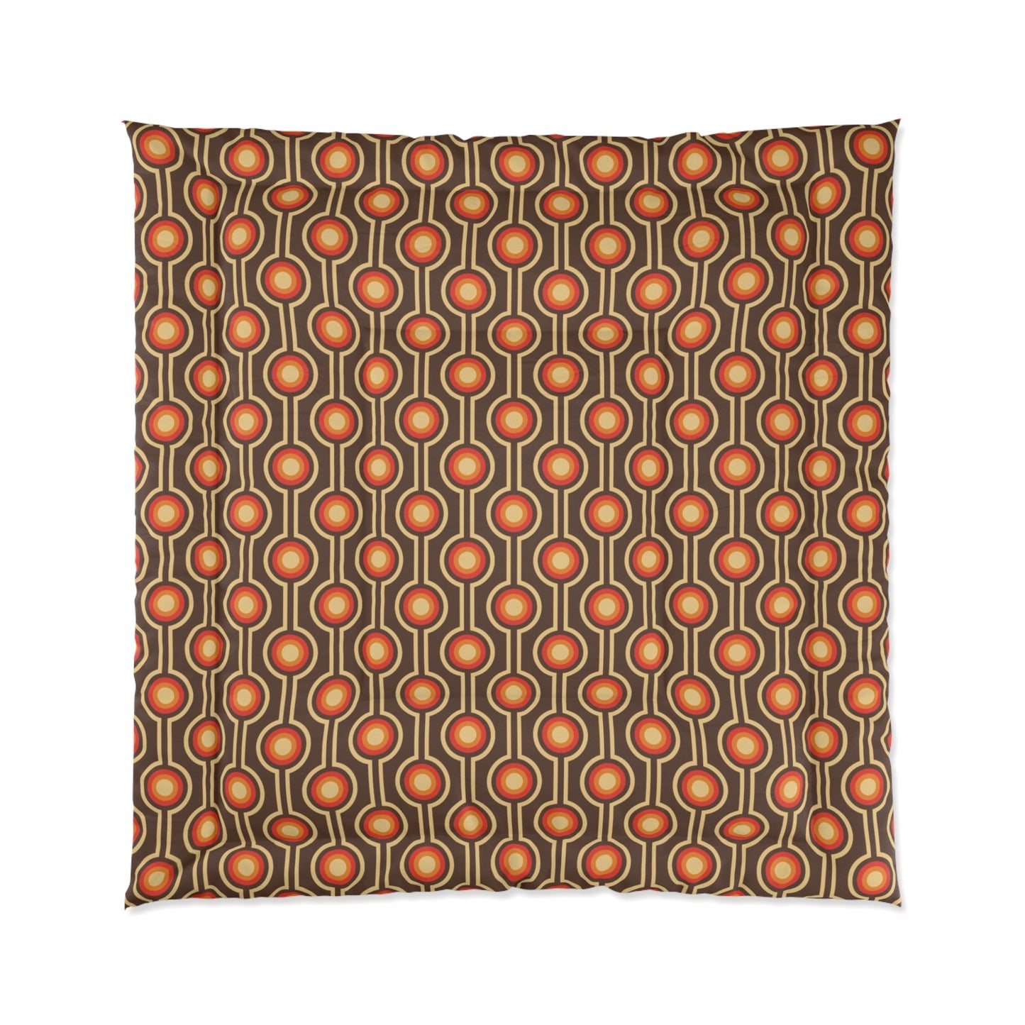 Retro 60's 70s Funky Mid Century Mod Brown & Orange Comforter