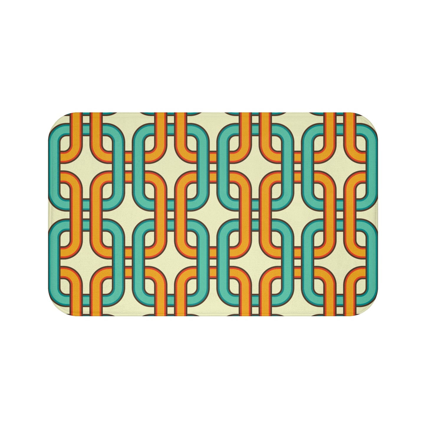 Retro 60's Links Mid Century Mod Blue, Orange & Cream Bath Mat