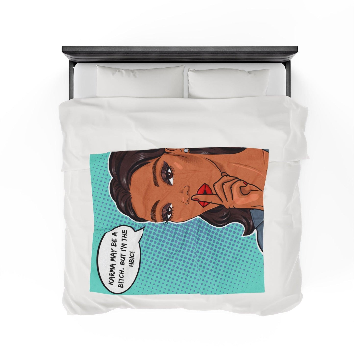 "HBIC" Comic Pop Art Colorful & Sassy Velveteen Lightweight Blanket | lovevisionkarma.com