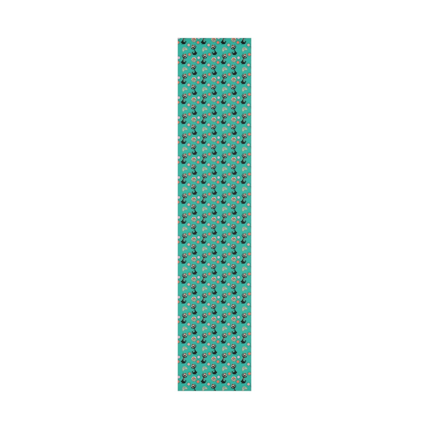 Retro 50's Atomic Cat Christmas Kitschy Mid Century Modern Teal Blue Eco-Friendly Wrapping Paper | lovevisionkarma.com