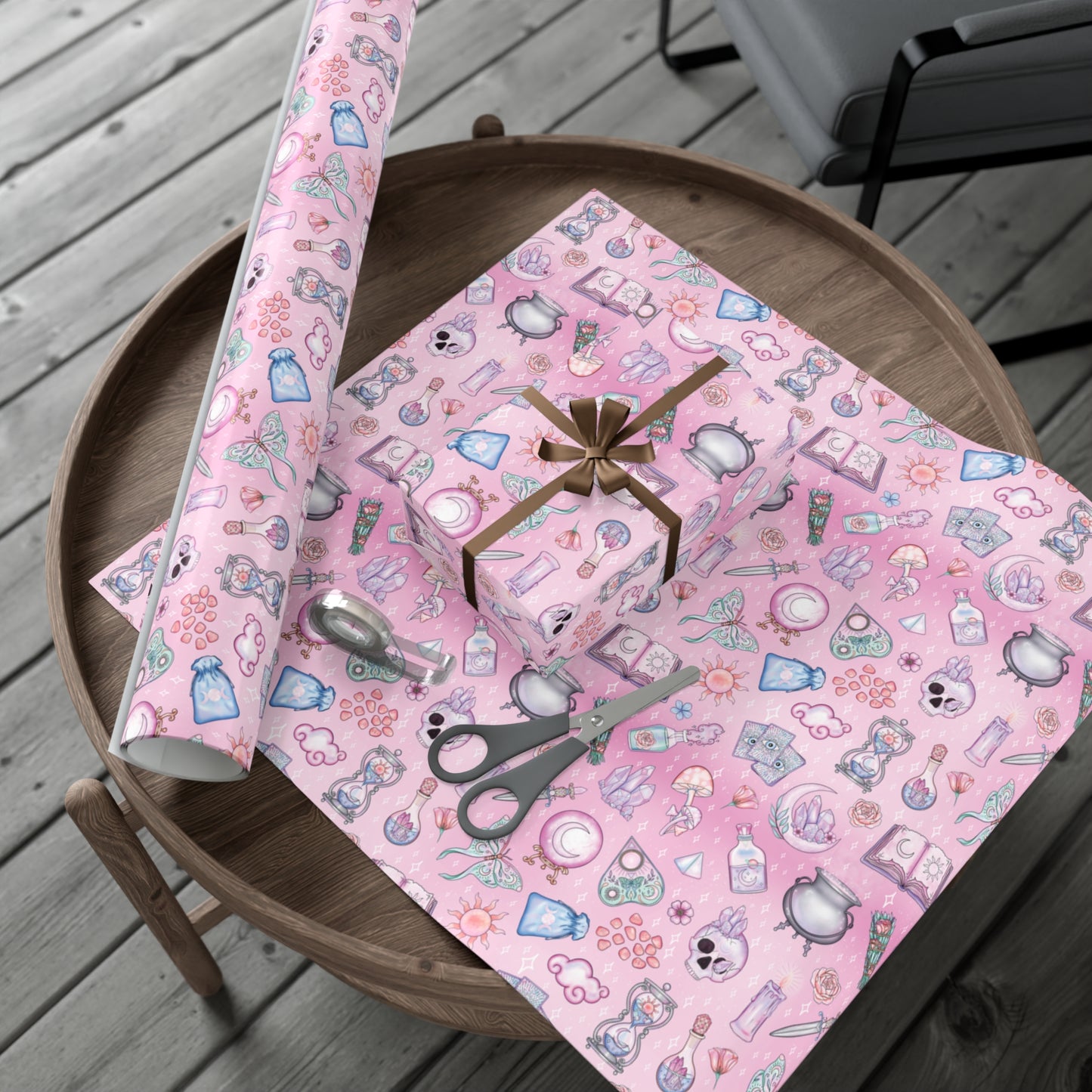Witchy Pastel Goth Christmas, Kawaii Whimsigoth Pink Eco-Friendly Gift Wrap Paper